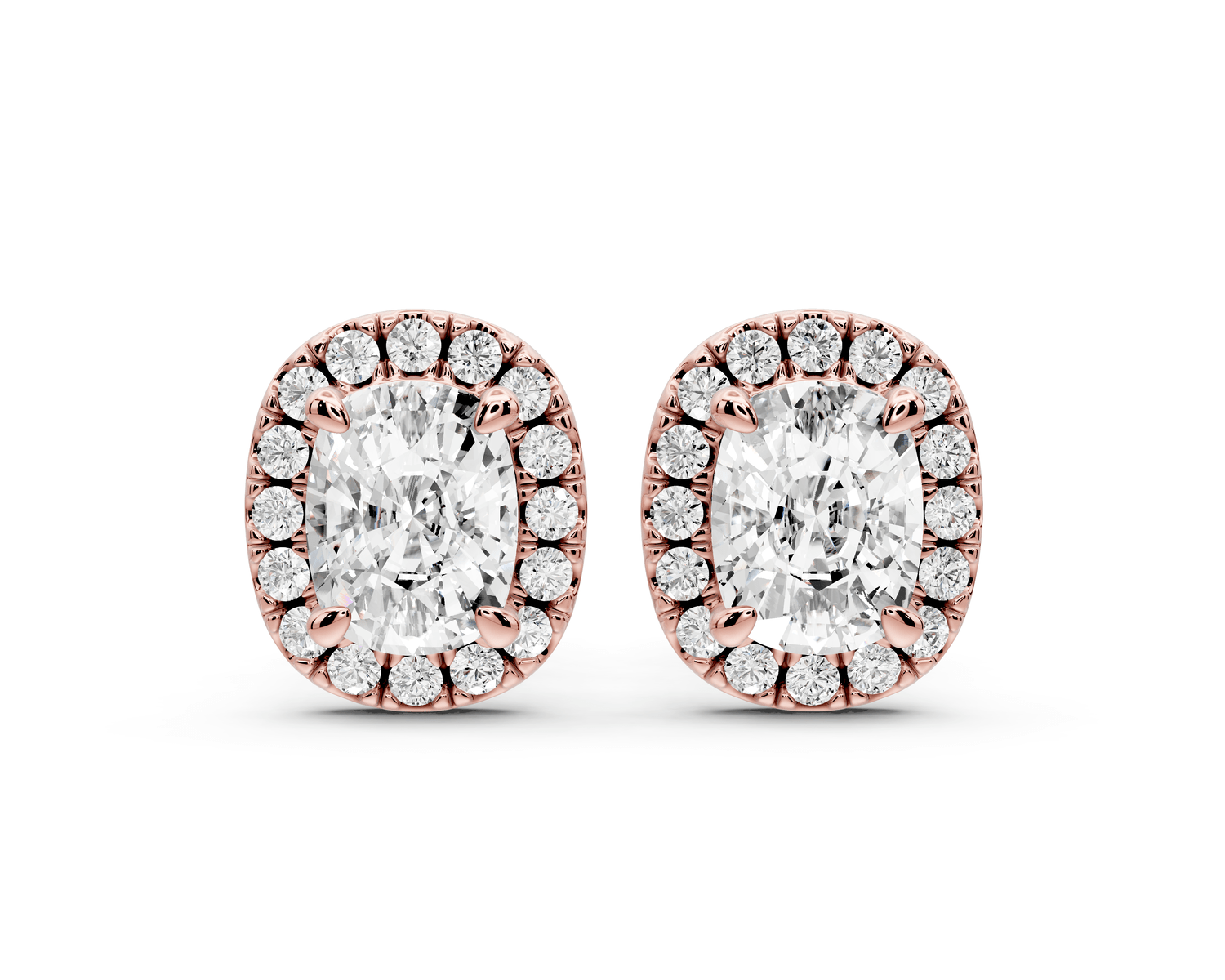 Solis - 2ct 14k rose gold Elgcushion - Cut Diamond Stud Earrings - Mr. Alex Jewelry