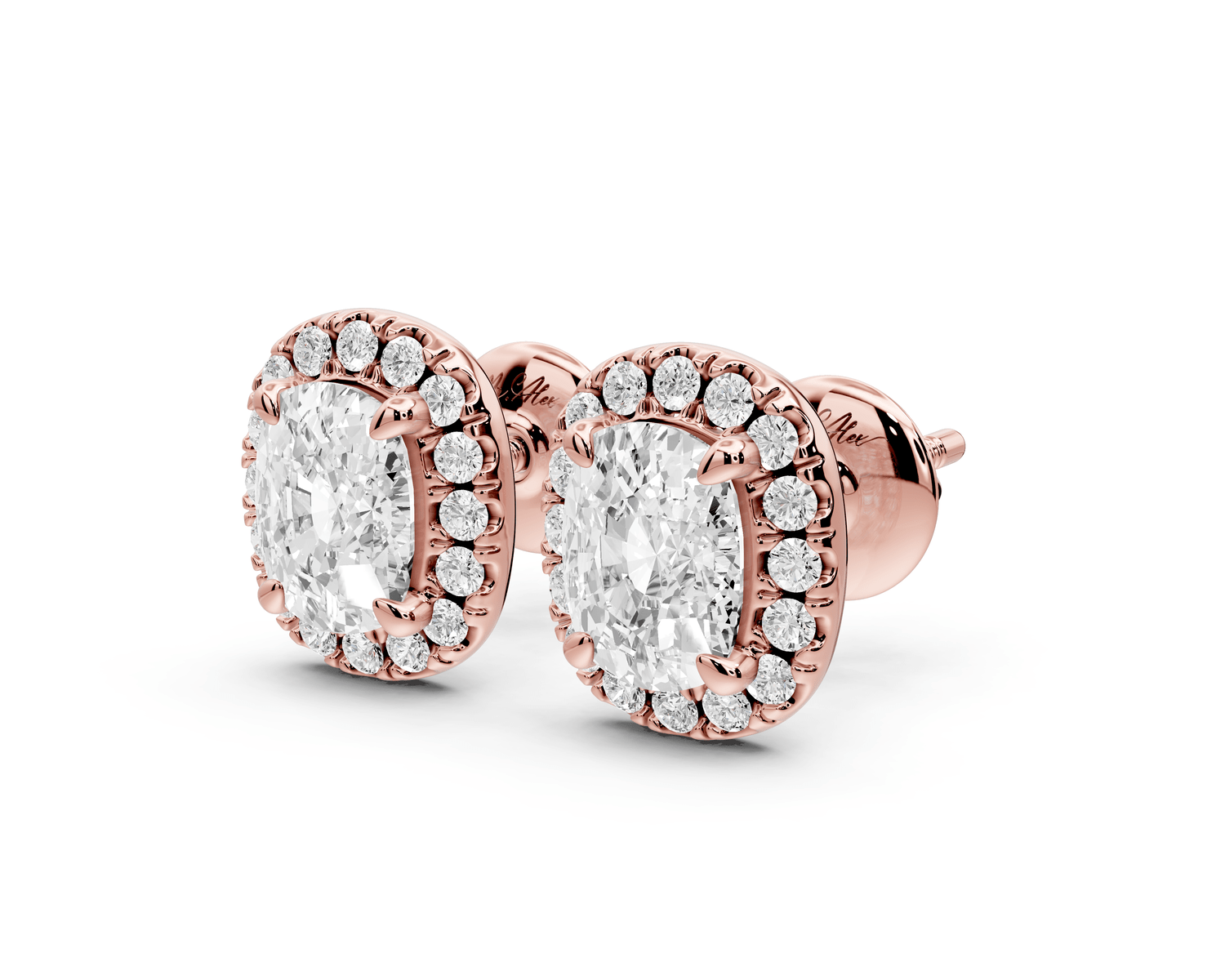 Solis - 2ct 14k rose gold Elgcushion - Cut Diamond Stud Earrings - Mr. Alex Jewelry