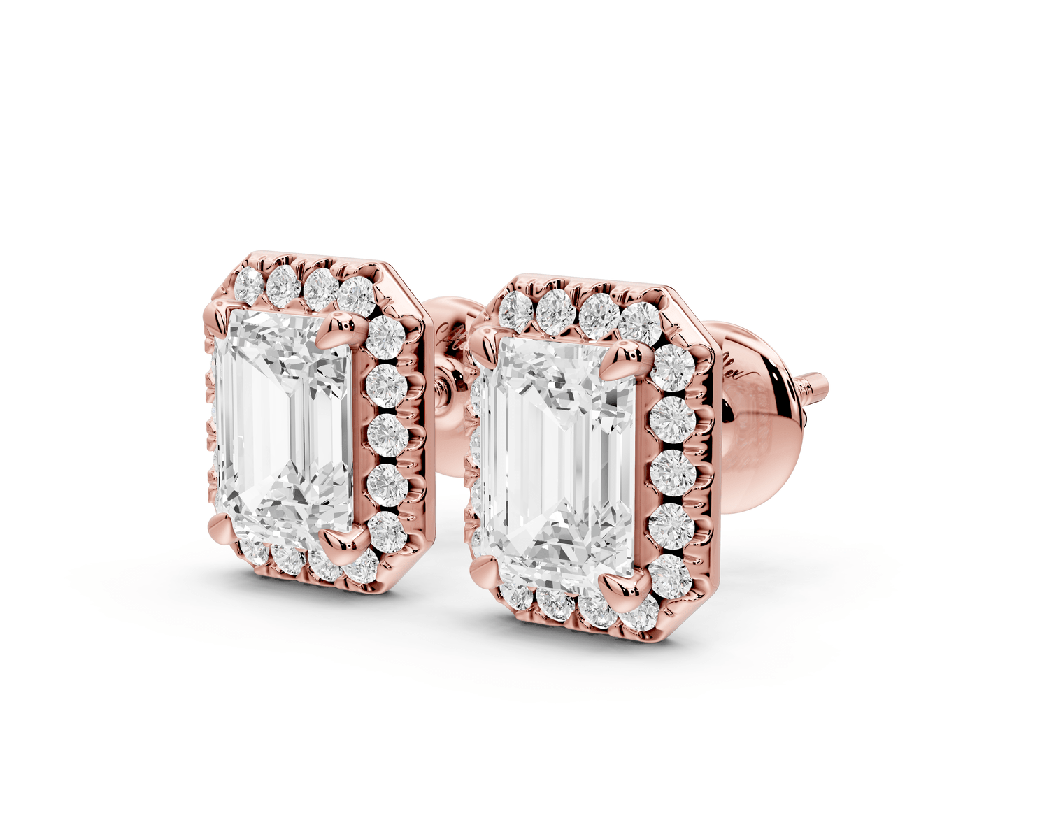 Solis - 2ct 14k rose gold Emerald - Cut Diamond Stud Earrings - Mr. Alex Jewelry