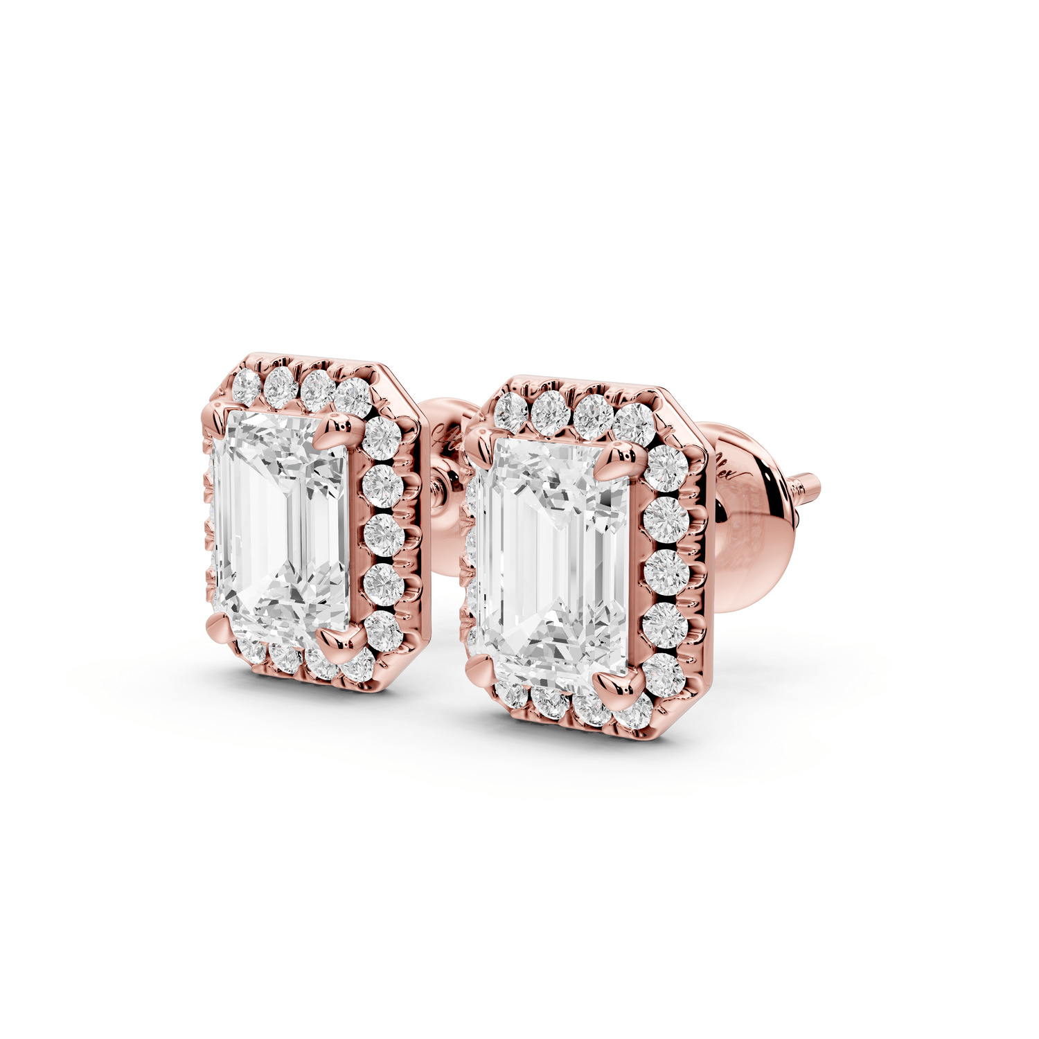 Solis - 2ct 14k rose gold Emerald - Cut Diamond Stud Earrings - Mr. Alex Jewelry