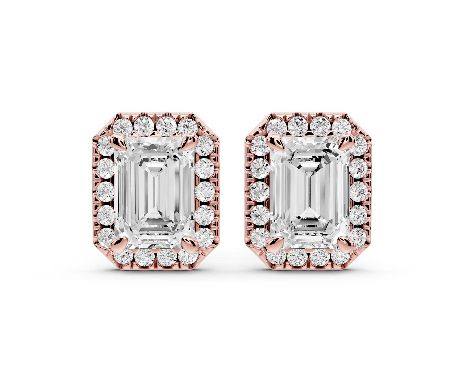 Solis - 2ct 14k rose gold Emerald - Cut Diamond Stud Earrings - Mr. Alex Jewelry