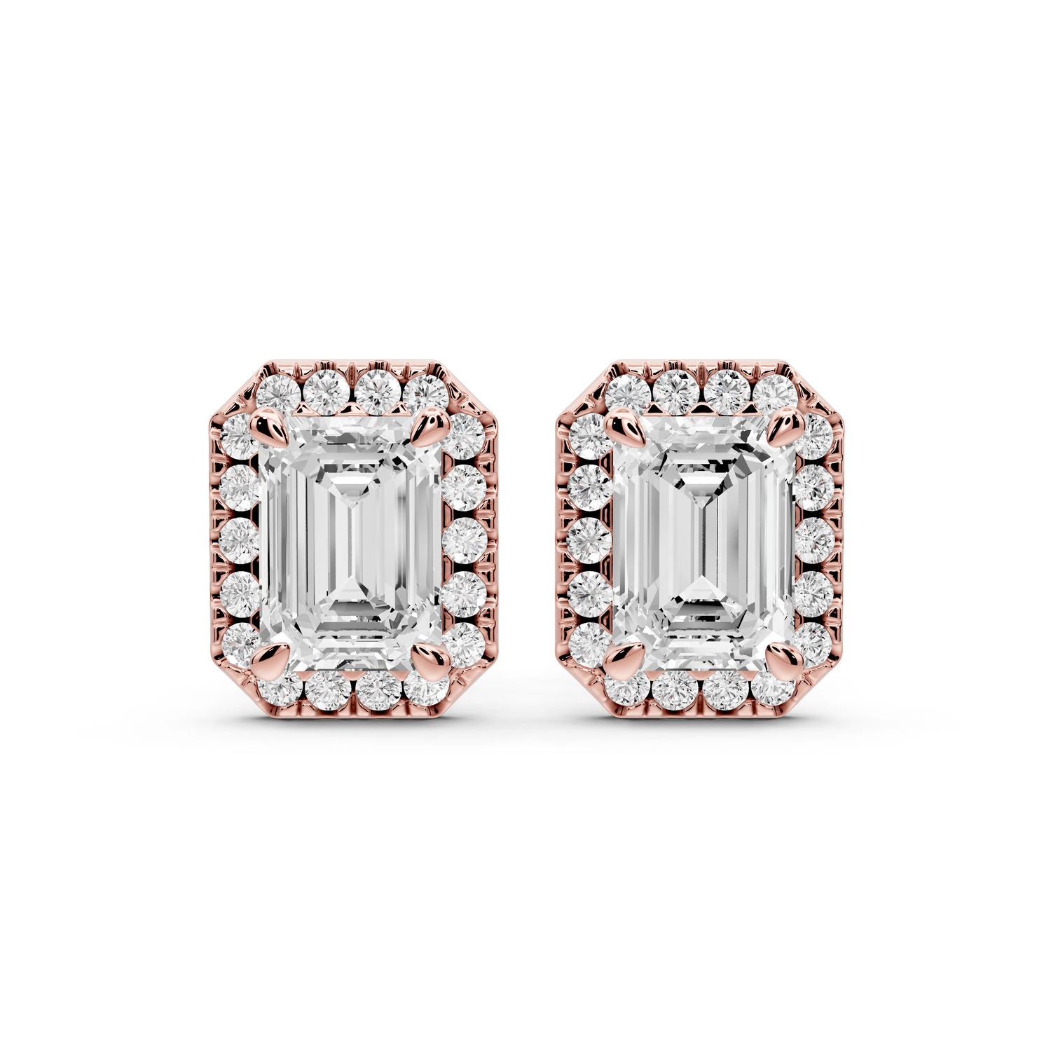 Solis - 2ct 14k rose gold Emerald - Cut Diamond Stud Earrings - Mr. Alex Jewelry