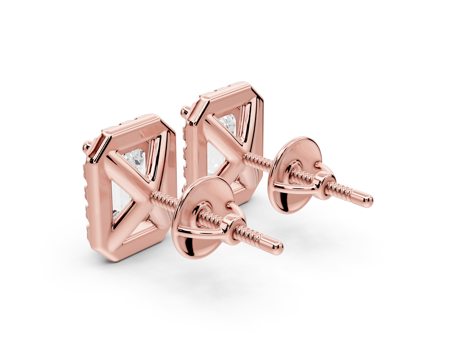 Solis - 2ct 14k rose gold Emerald - Cut Diamond Stud Earrings - Mr. Alex Jewelry