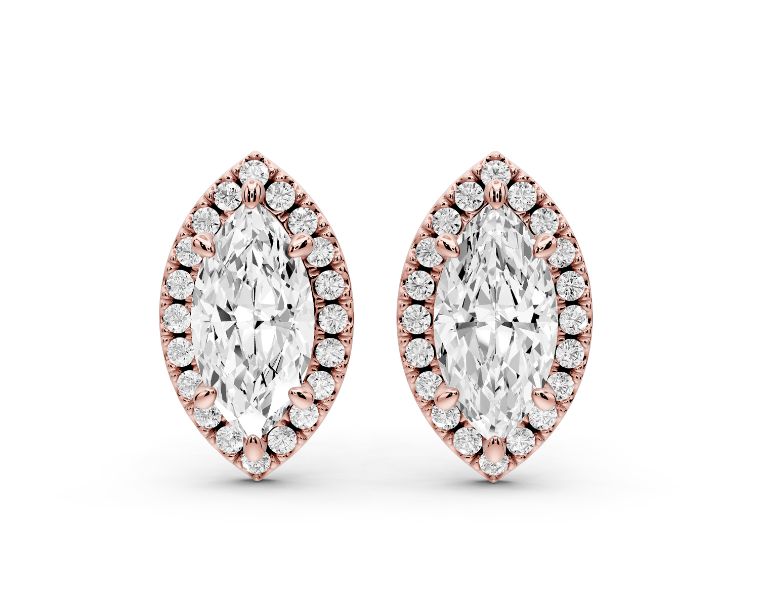 Solis - 2ct 14k rose gold Marquise - Cut Diamond Stud Earrings - Mr. Alex Jewelry