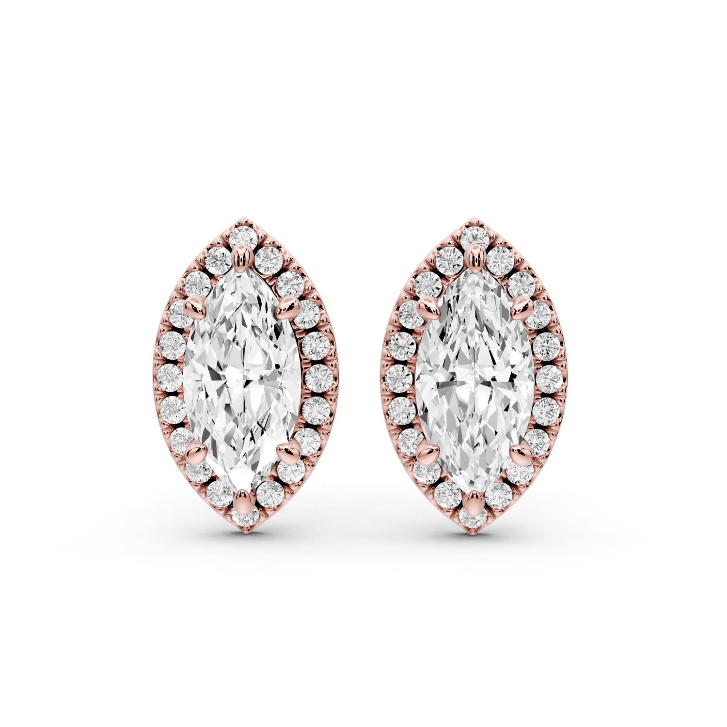 Solis - 2ct 14k rose gold Marquise - Cut Diamond Stud Earrings - Mr. Alex Jewelry