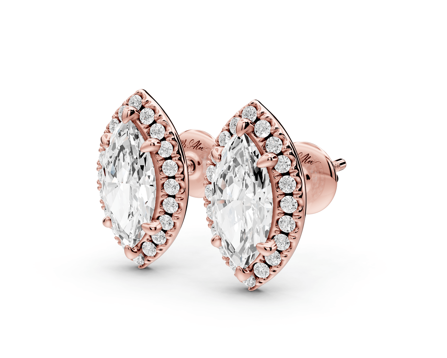 Solis - 2ct 14k rose gold Marquise - Cut Diamond Stud Earrings - Mr. Alex Jewelry