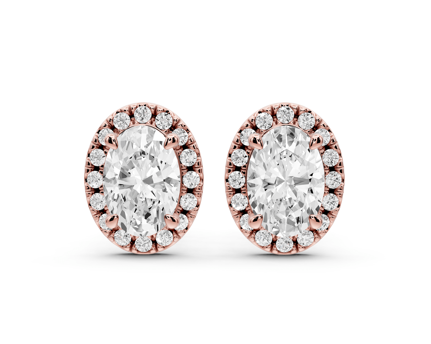 Solis - 2ct 14k rose gold Oval - Cut Diamond Stud Earrings - Mr. Alex Jewelry