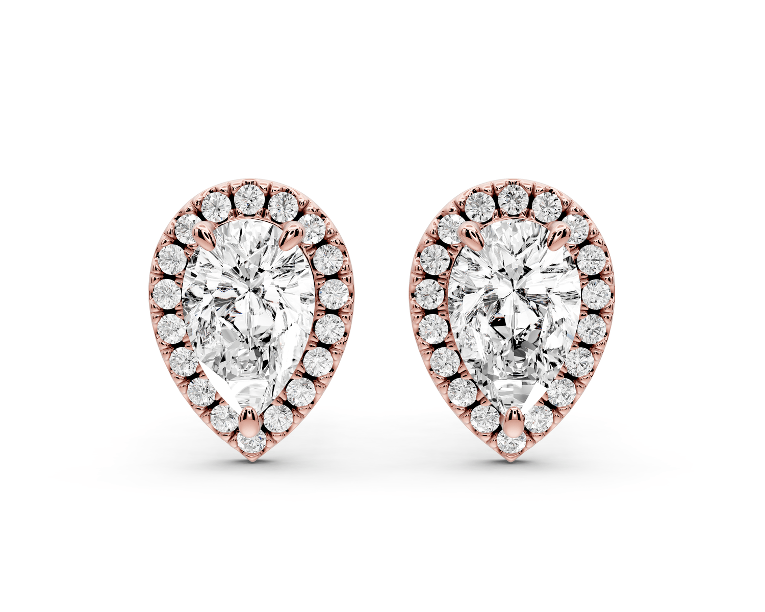 Solis - 2ct 14k rose gold Pear - Cut Diamond Stud Earrings - Mr. Alex Jewelry