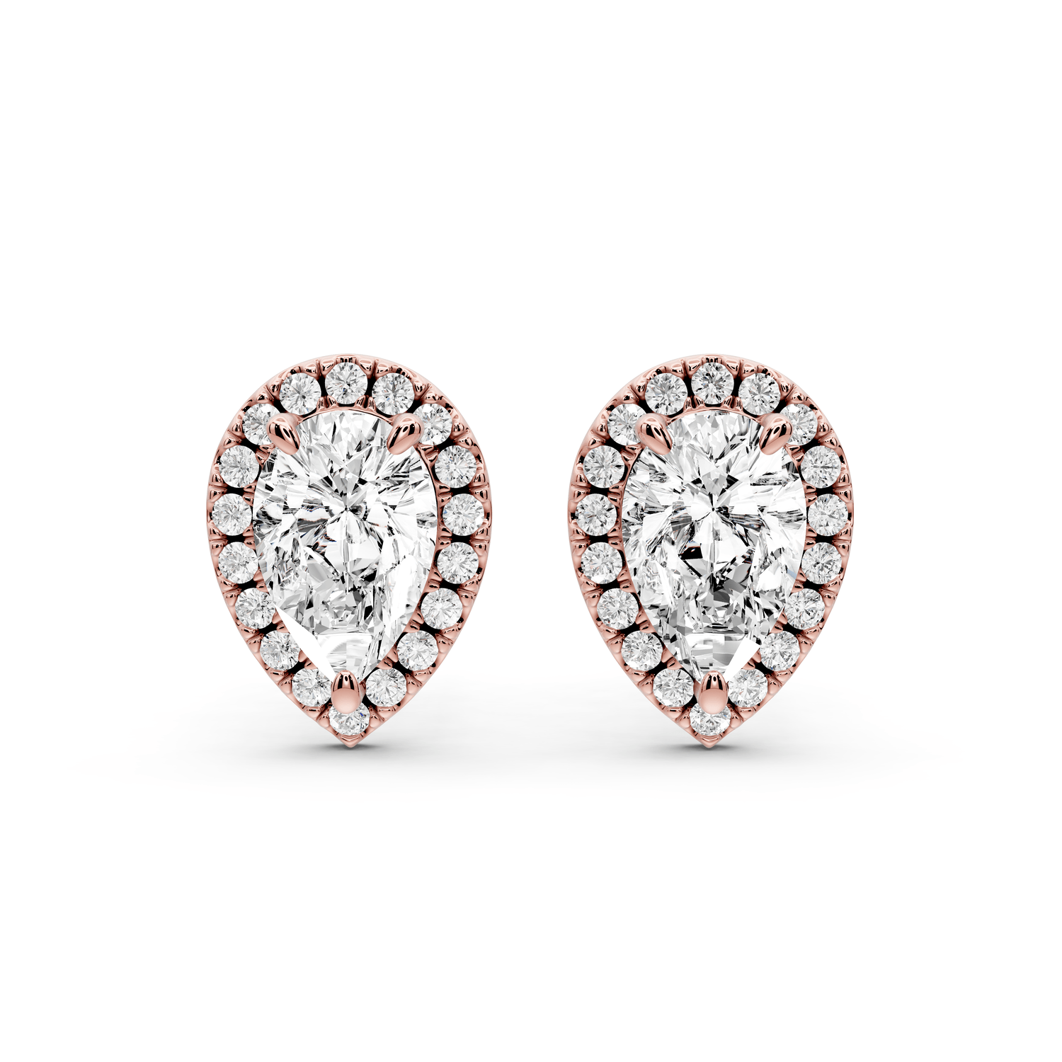 Solis - 2ct 14k rose gold Pear - Cut Diamond Stud Earrings - Mr. Alex Jewelry