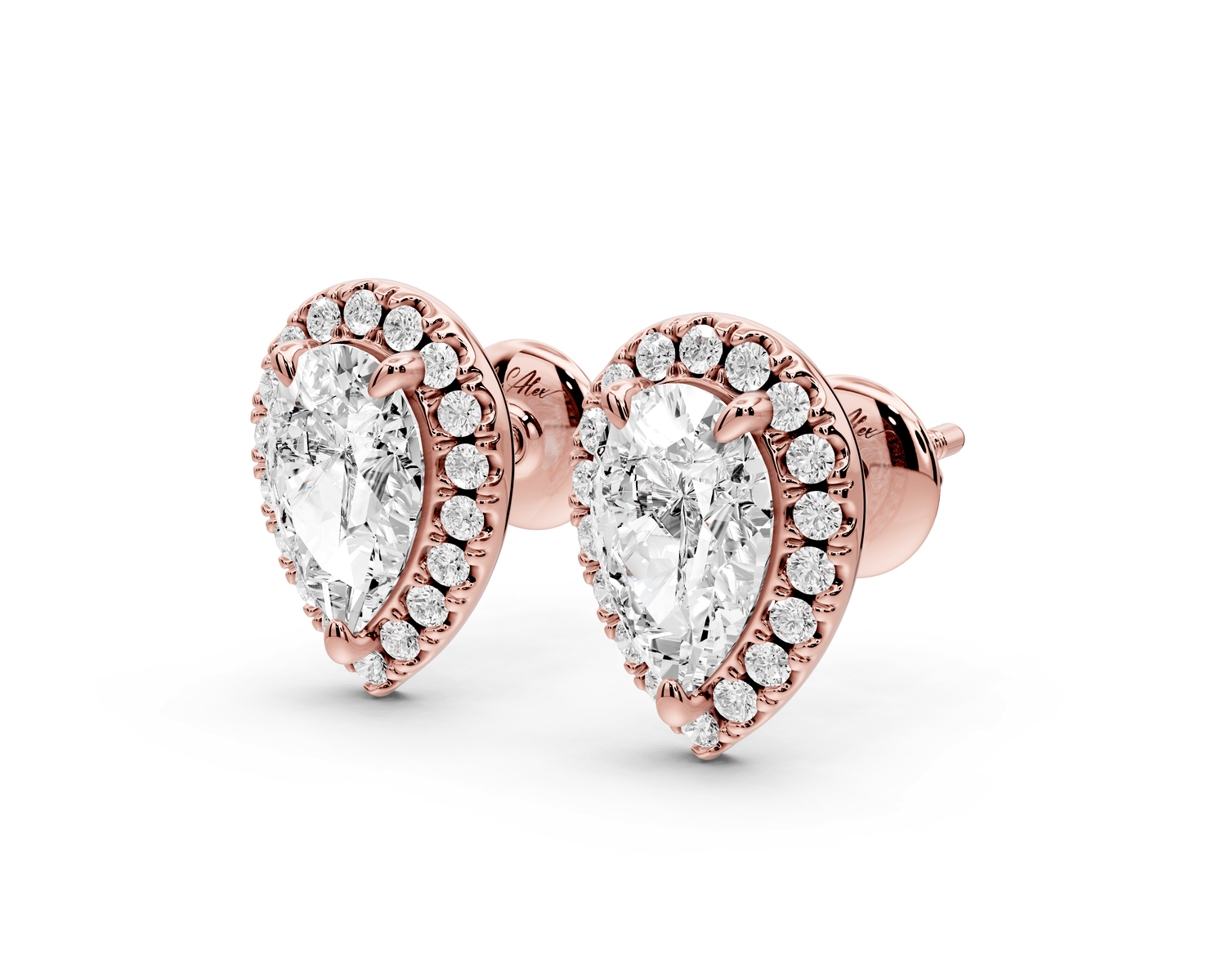 Solis - 2ct 14k rose gold Pear - Cut Diamond Stud Earrings - Mr. Alex Jewelry