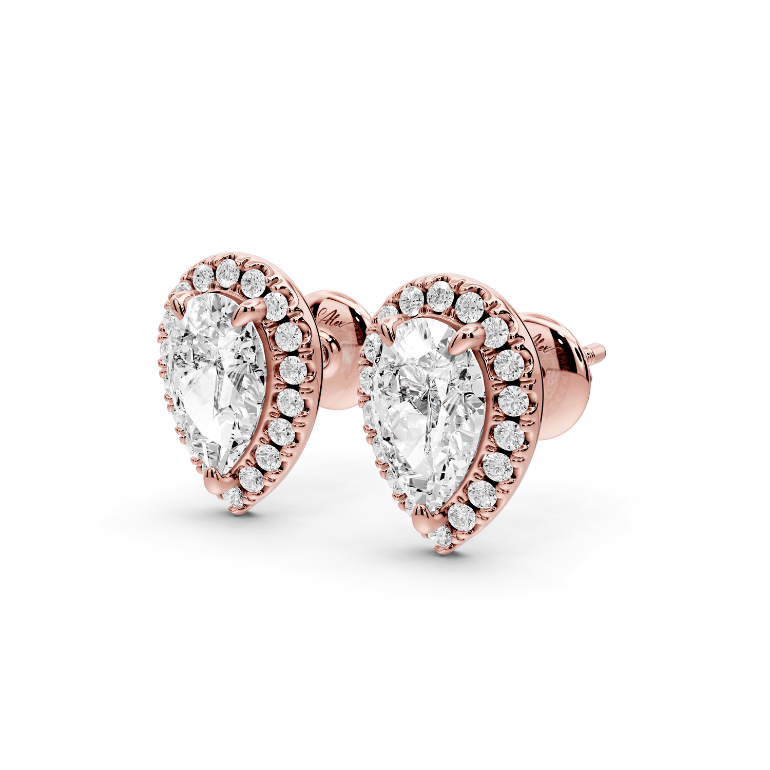 Solis - 2ct 14k rose gold Pear - Cut Diamond Stud Earrings - Mr. Alex Jewelry