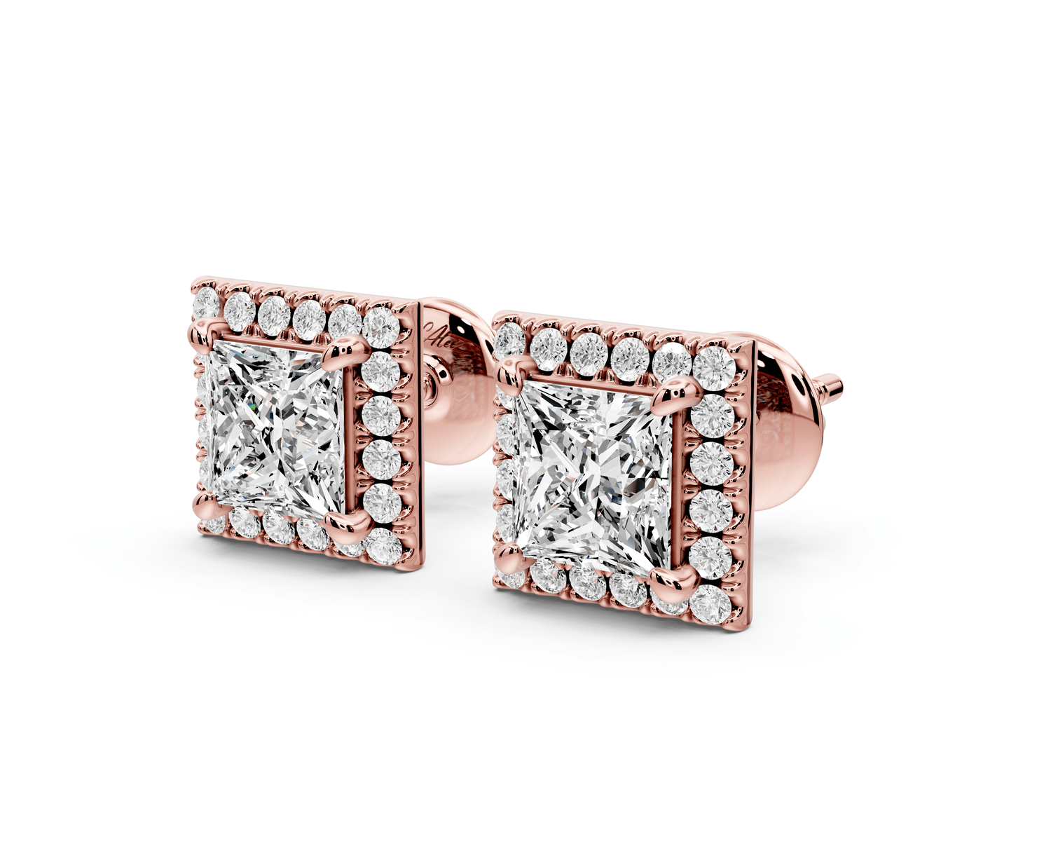Solis - 2ct 14k rose gold Princess - Cut Diamond Stud Earrings - Mr. Alex Jewelry