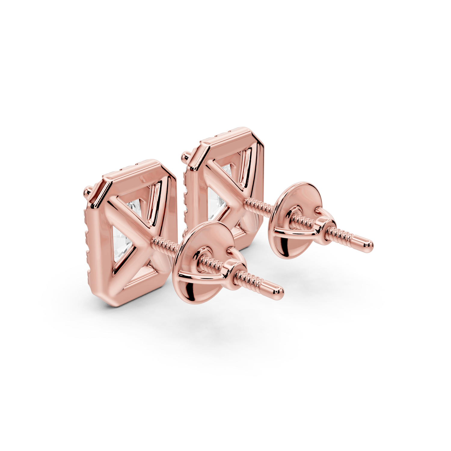 Solis - 2ct 14k rose gold Radiant - Cut Diamond Stud Earrings - Mr. Alex Jewelry