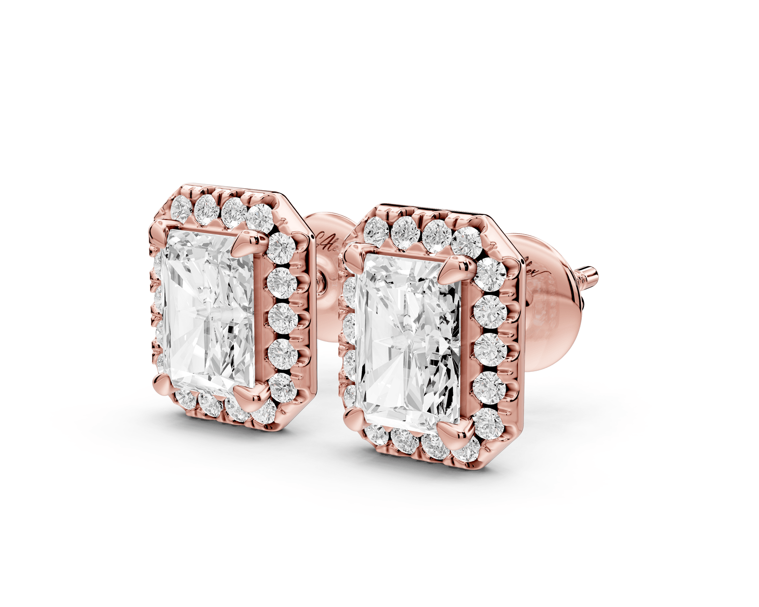 Solis - 2ct 14k rose gold Radiant - Cut Diamond Stud Earrings - Mr. Alex Jewelry