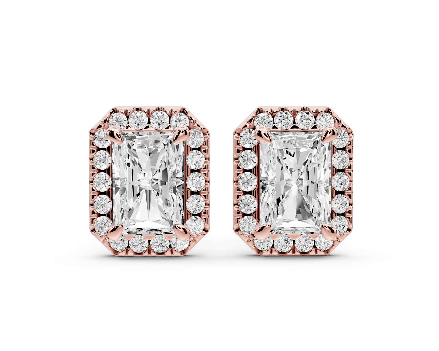 Solis - 2ct 14k rose gold Radiant - Cut Diamond Stud Earrings - Mr. Alex Jewelry