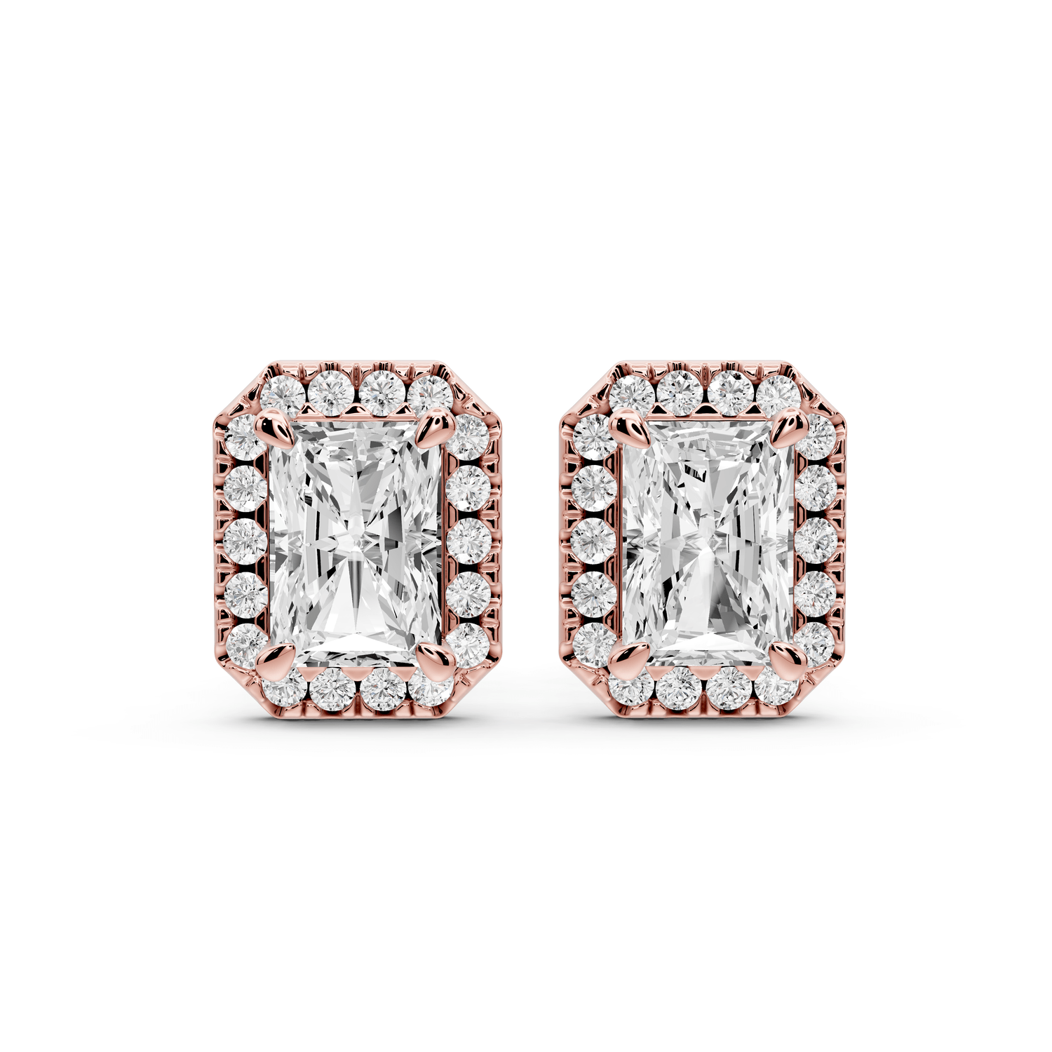 Solis - 2ct 14k rose gold Radiant - Cut Diamond Stud Earrings - Mr. Alex Jewelry