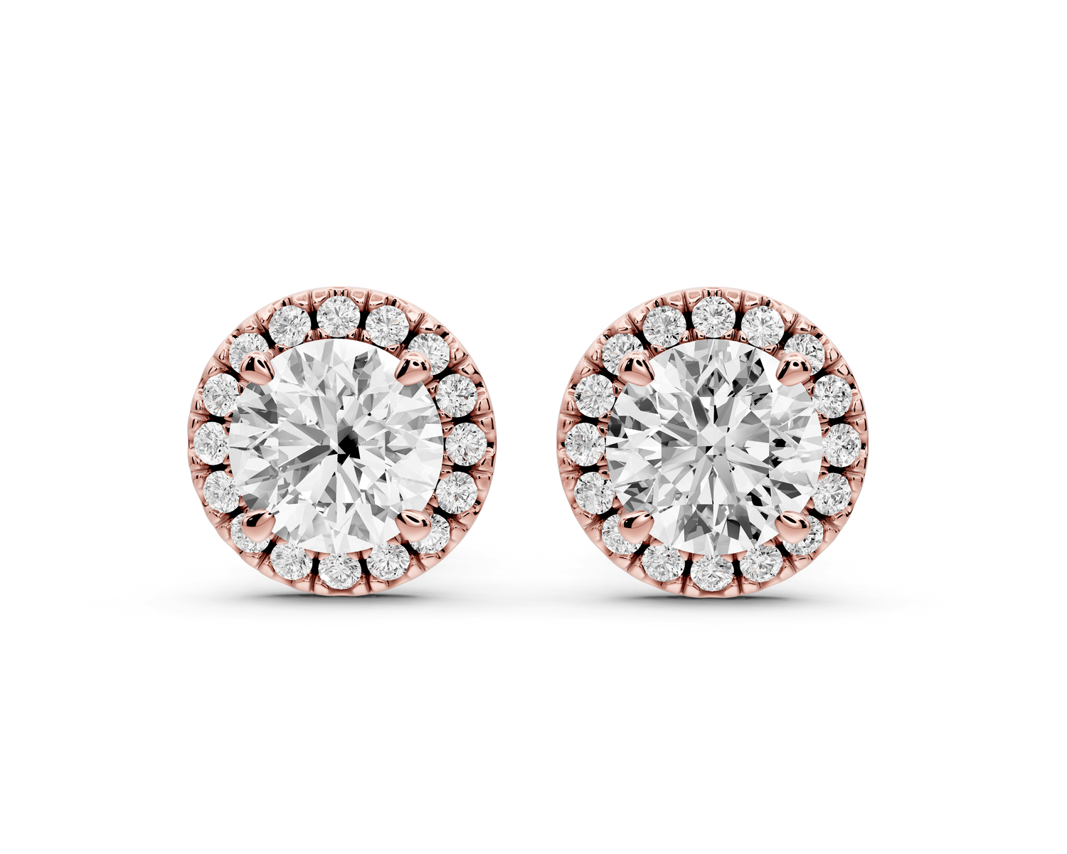 Solis - 2ct 14k rose gold Round - Cut Diamond Stud Earrings - Mr. Alex Jewelry