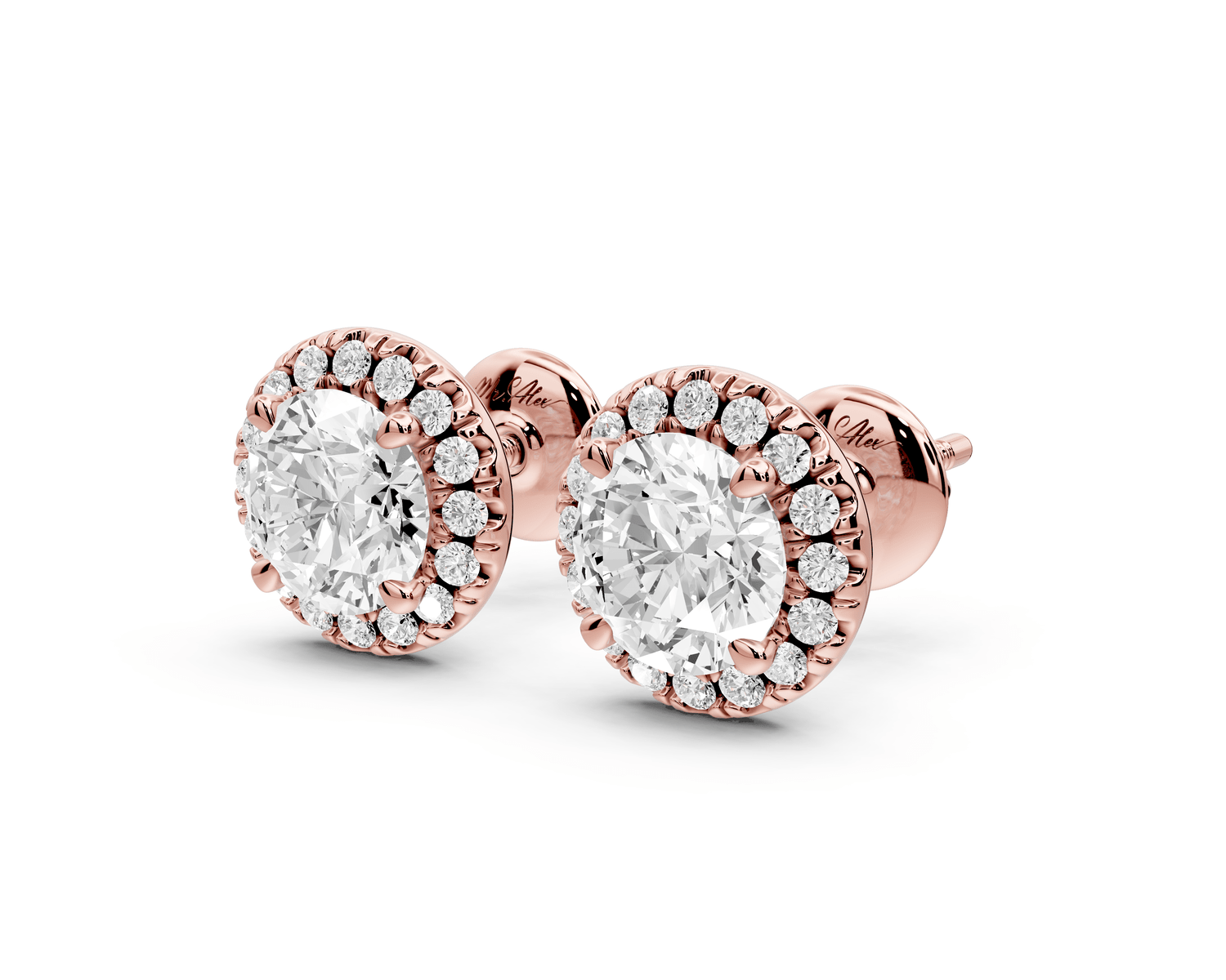 Solis - 2ct 14k rose gold Round - Cut Diamond Stud Earrings - Mr. Alex Jewelry