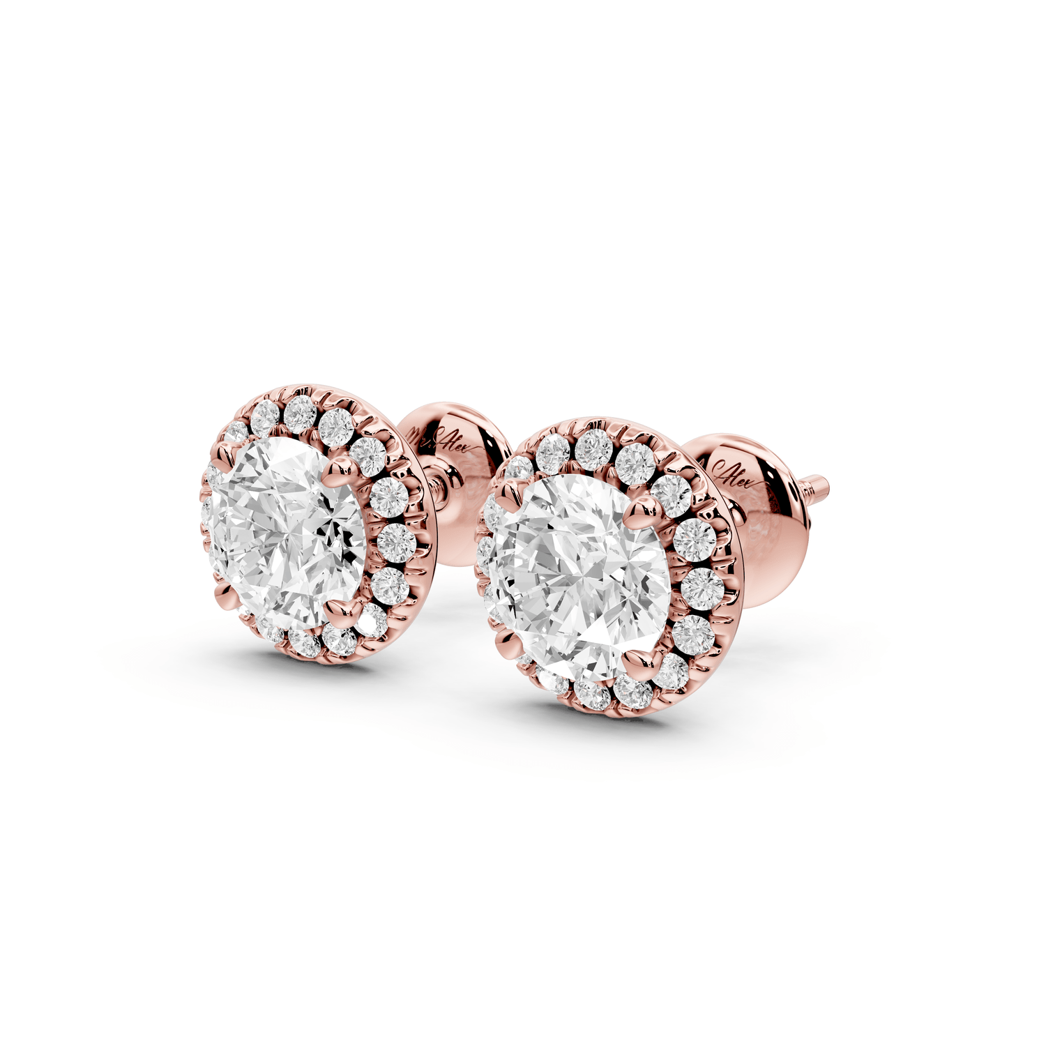 Solis - 2ct 14k rose gold Round - Cut Diamond Stud Earrings - Mr. Alex Jewelry