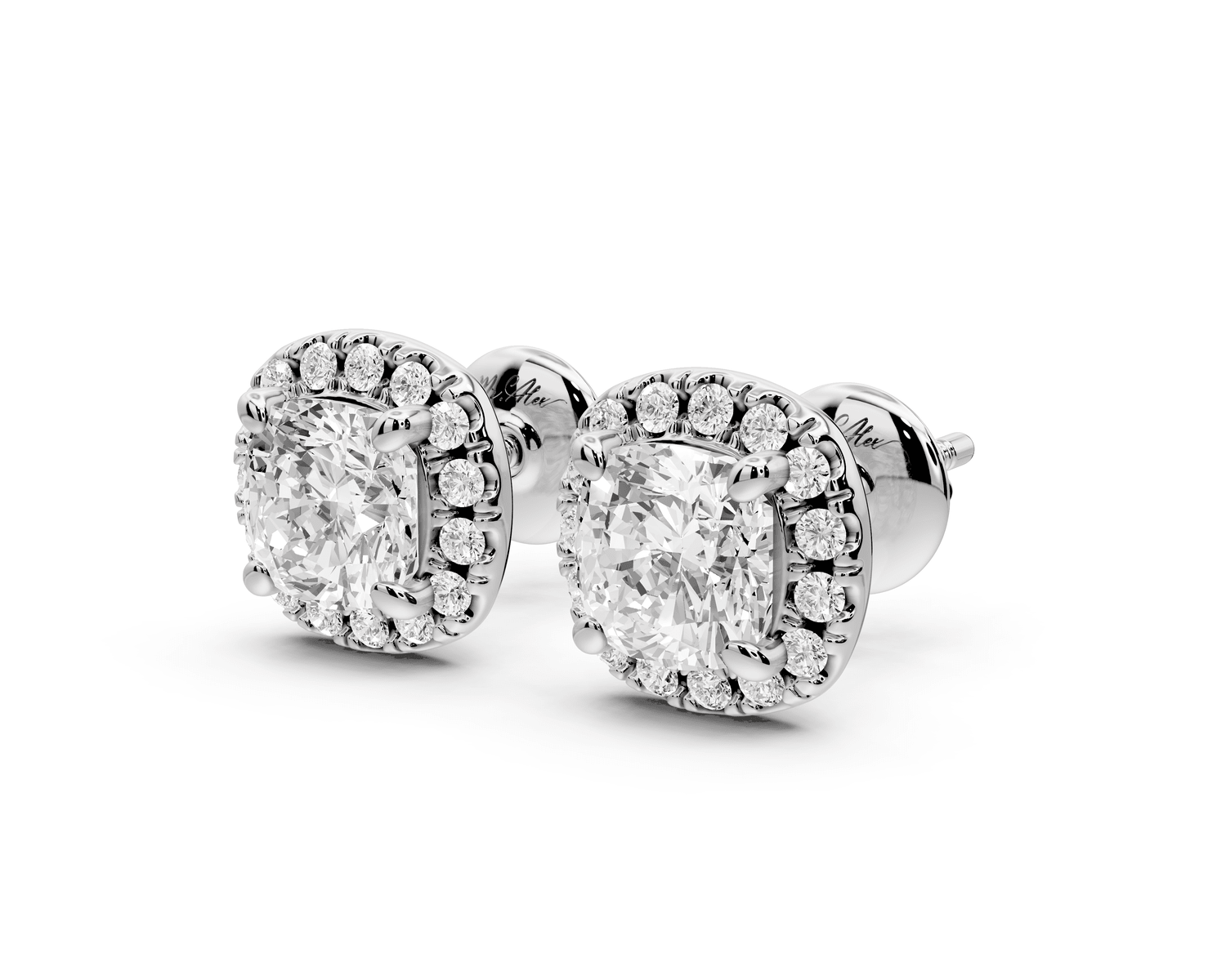 Solis - 2ct 14k white gold Cushion - Cut Diamond Stud Earrings - Mr. Alex Jewelry