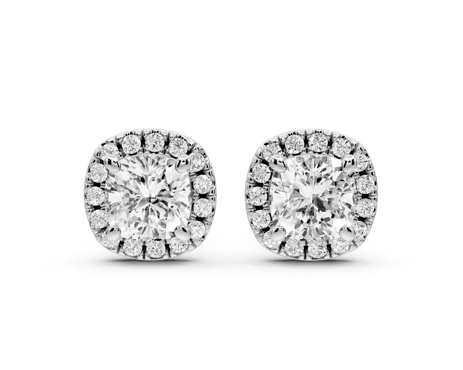Solis - 2ct 14k white gold Cushion - Cut Diamond Stud Earrings - Mr. Alex Jewelry