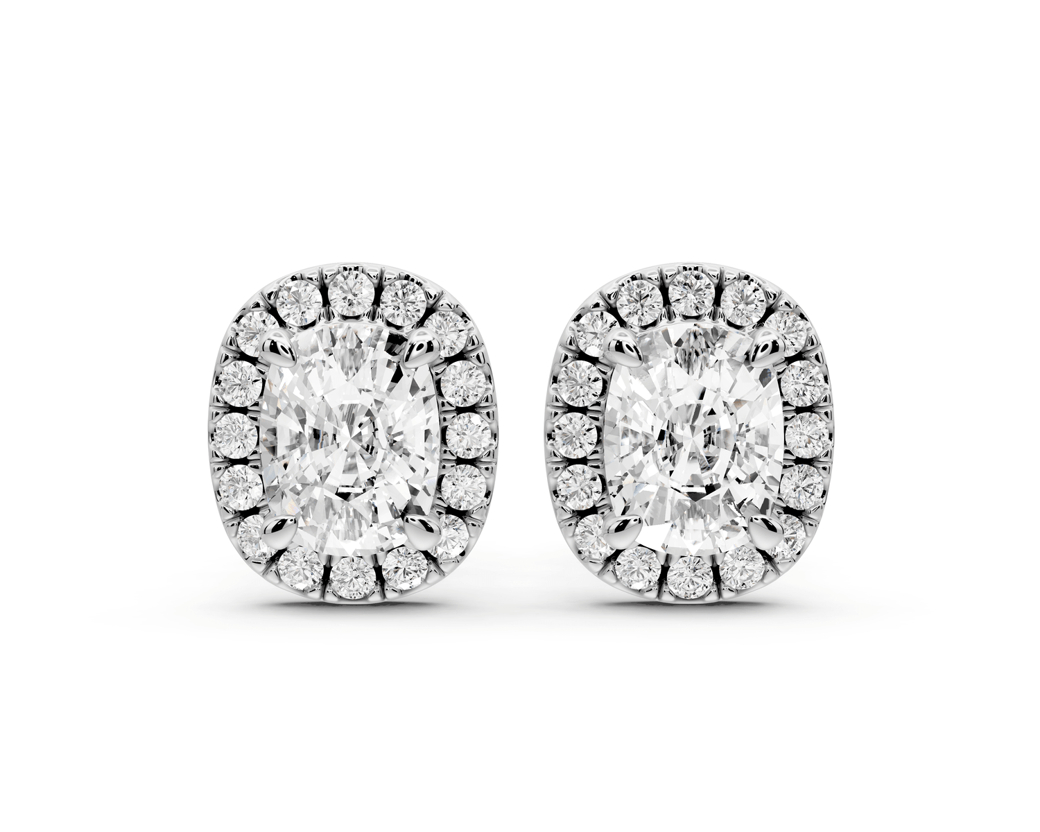 Solis - 2ct 14k white gold Elgcushion - Cut Diamond Stud Earrings - Mr. Alex Jewelry