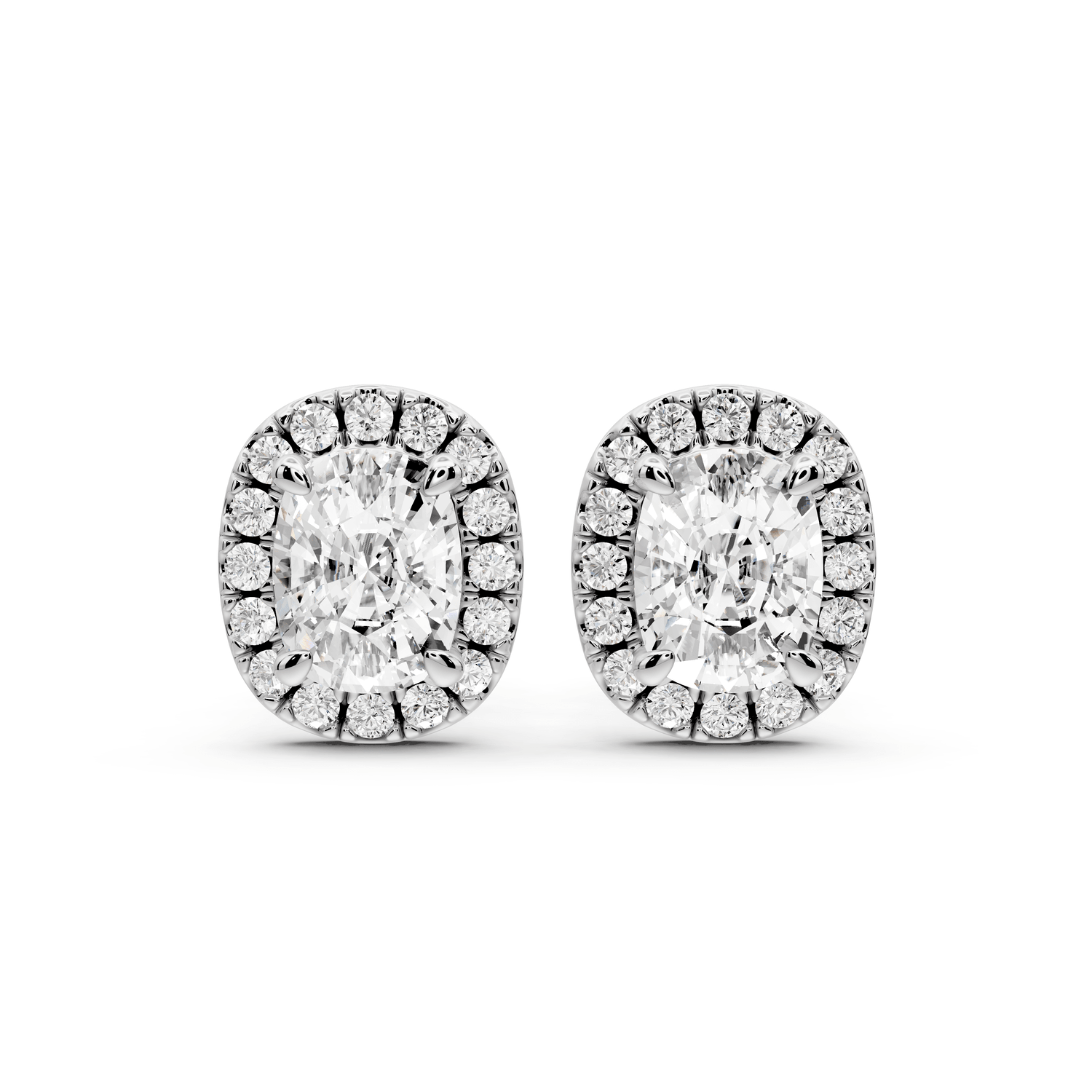 Solis - 2ct 14k white gold Elgcushion - Cut Diamond Stud Earrings - Mr. Alex Jewelry