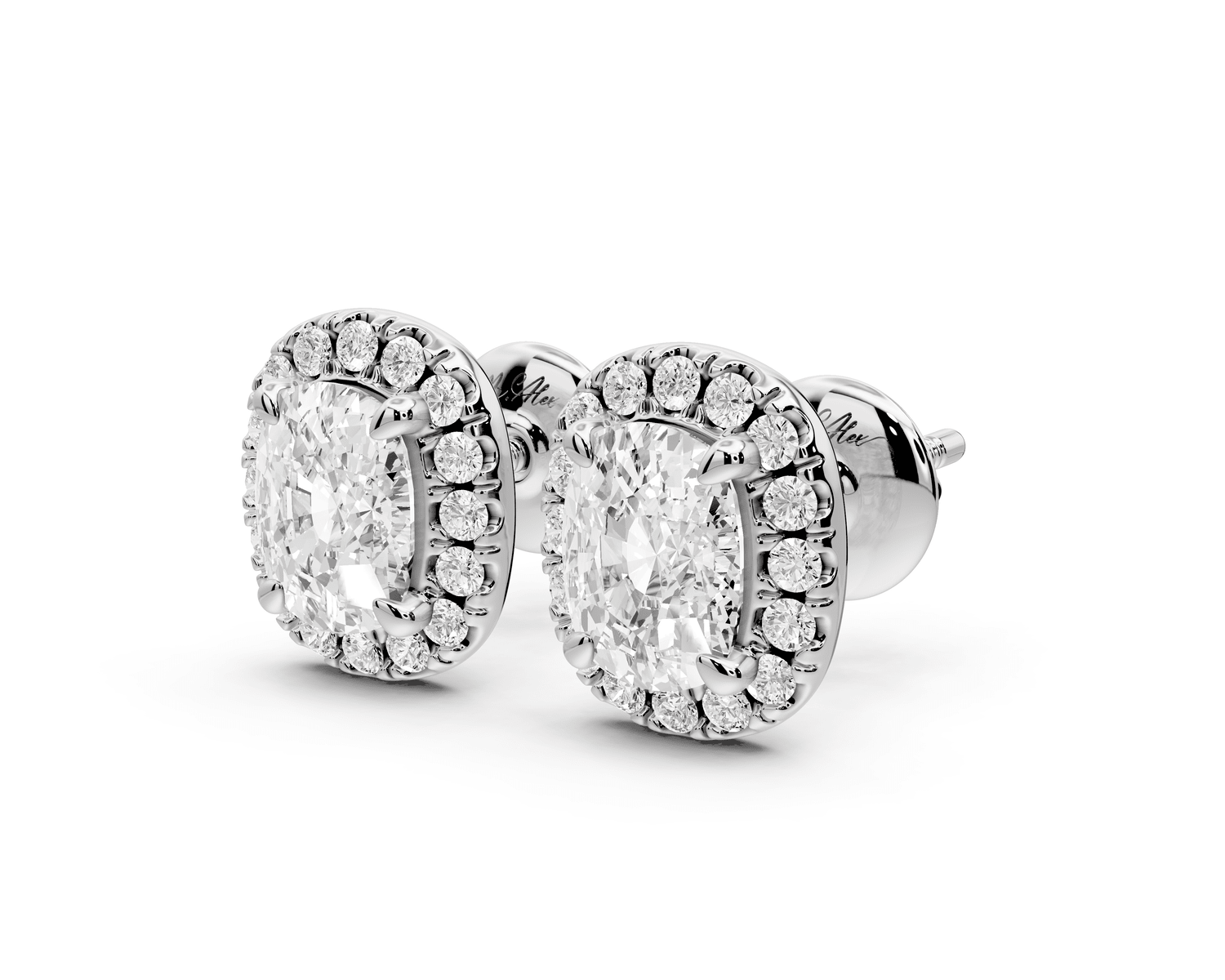 Solis - 2ct 14k white gold Elgcushion - Cut Diamond Stud Earrings - Mr. Alex Jewelry