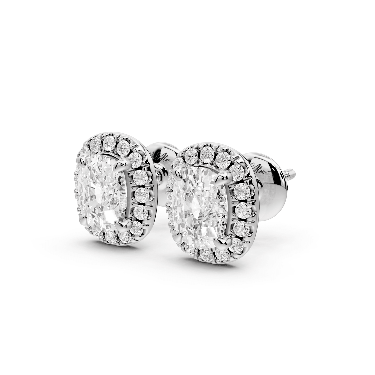 Solis - 2ct 14k white gold Elgcushion - Cut Diamond Stud Earrings - Mr. Alex Jewelry