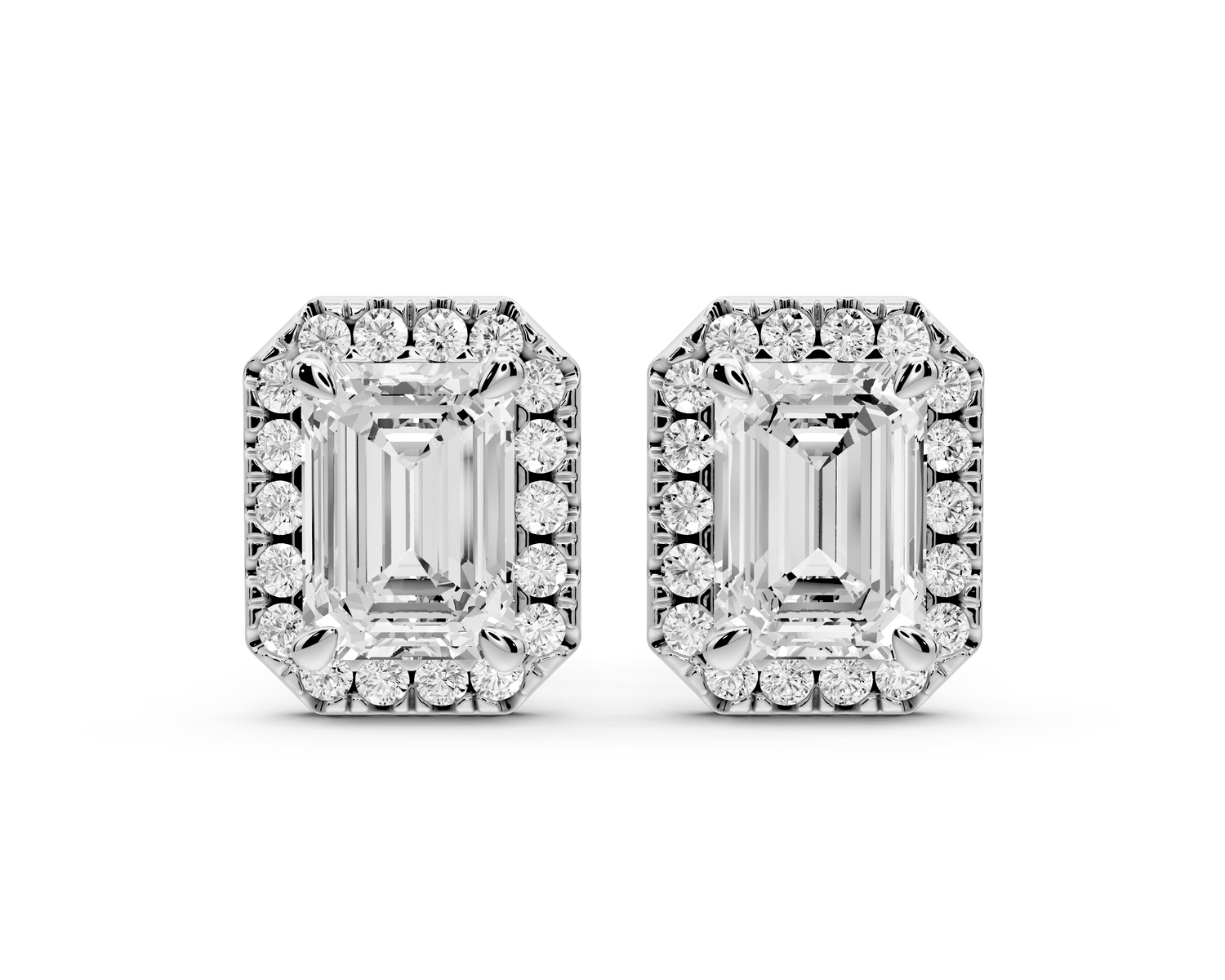 Solis - 2ct 14k white gold Emerald - Cut Diamond Stud Earrings - Mr. Alex Jewelry