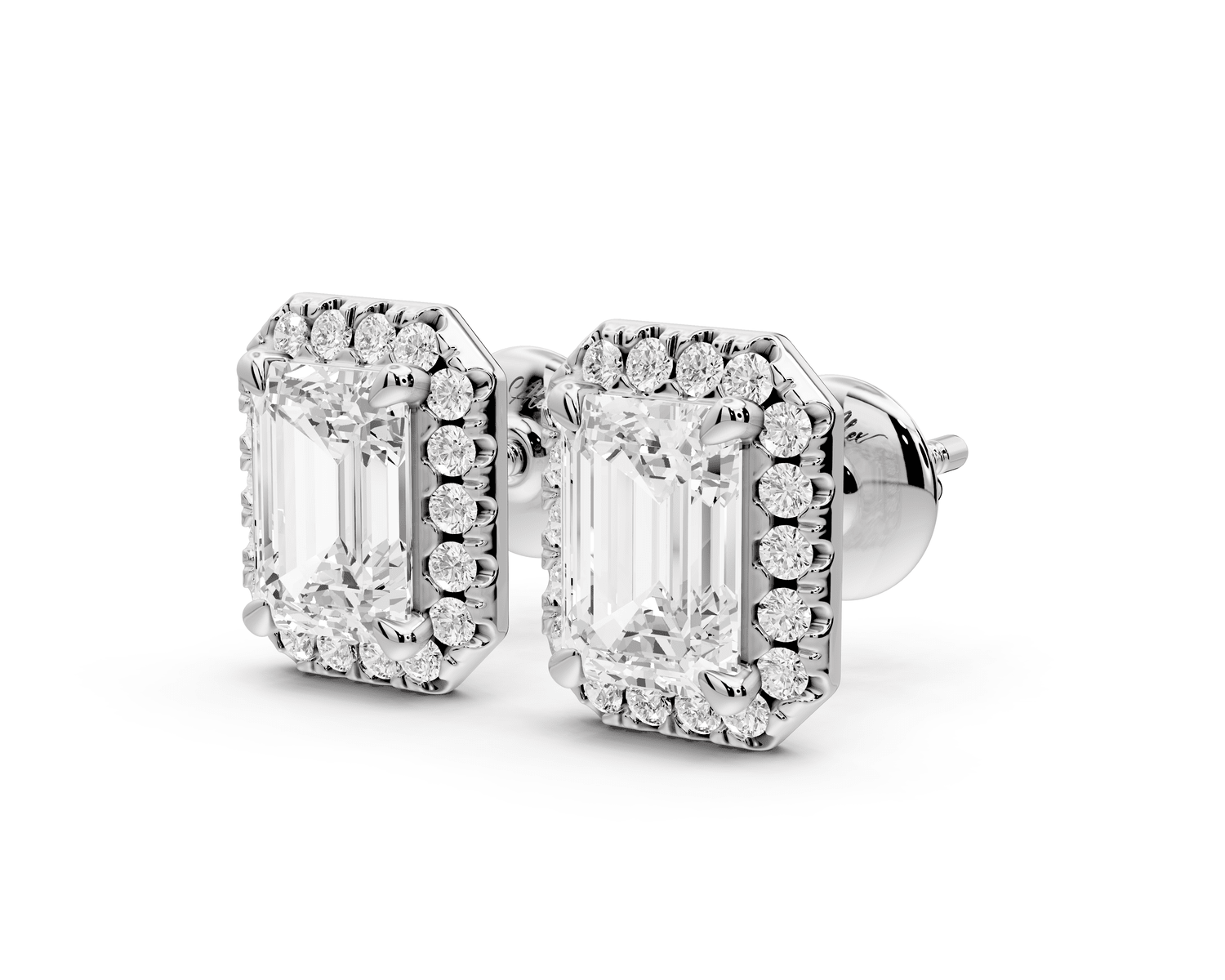 Solis - 2ct 14k white gold Emerald - Cut Diamond Stud Earrings - Mr. Alex Jewelry