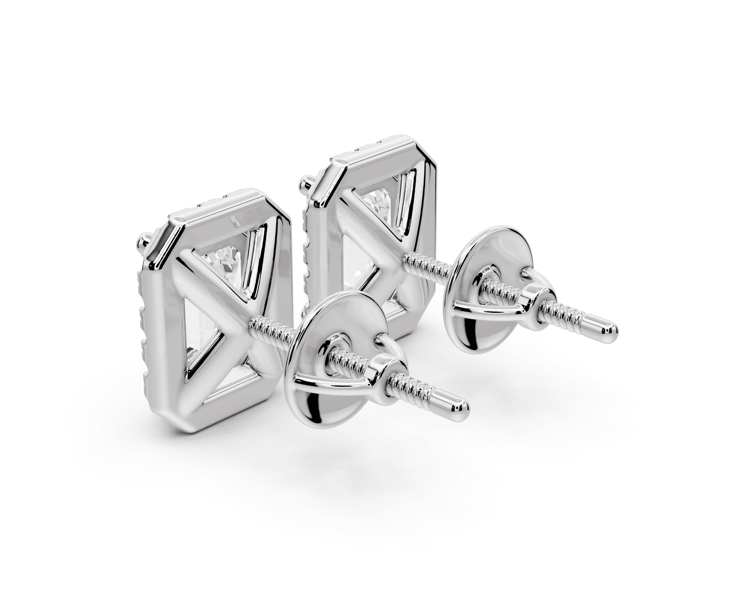 Solis - 2ct 14k white gold Emerald - Cut Diamond Stud Earrings - Mr. Alex Jewelry