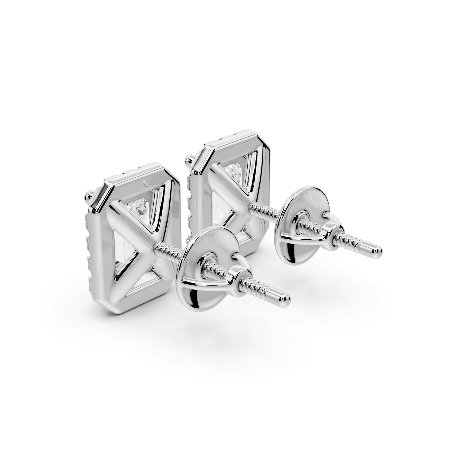 Solis - 2ct 14k white gold Emerald - Cut Diamond Stud Earrings - Mr. Alex Jewelry