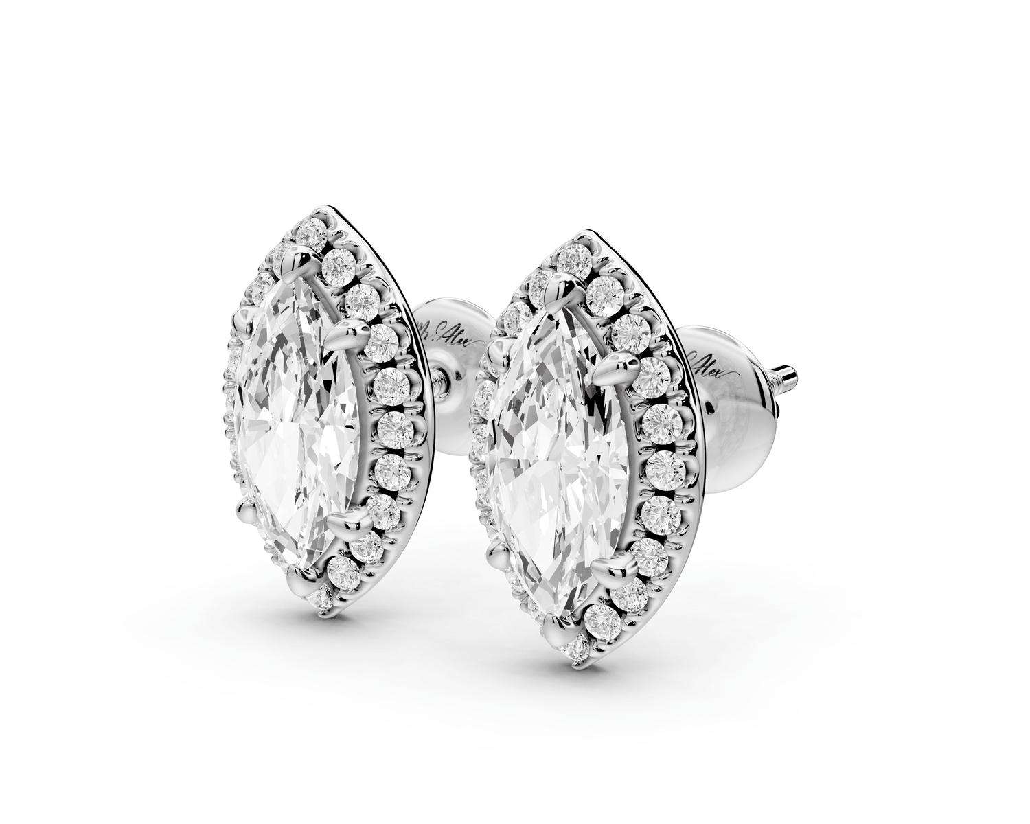 Solis - 2ct 14k white gold Marquise - Cut Diamond Stud Earrings - Mr. Alex Jewelry