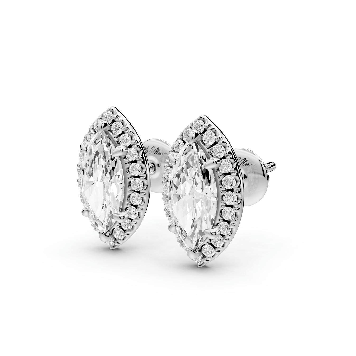 Solis - 2ct 14k white gold Marquise - Cut Diamond Stud Earrings - Mr. Alex Jewelry