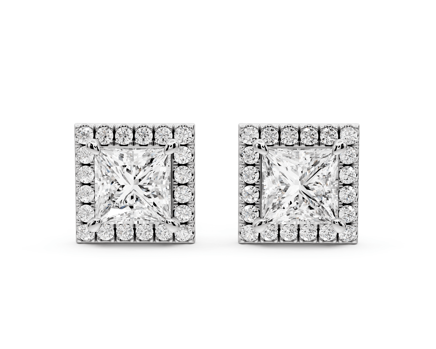 Solis - 2ct 14k white gold Princess - Cut Diamond Stud Earrings - Mr. Alex Jewelry