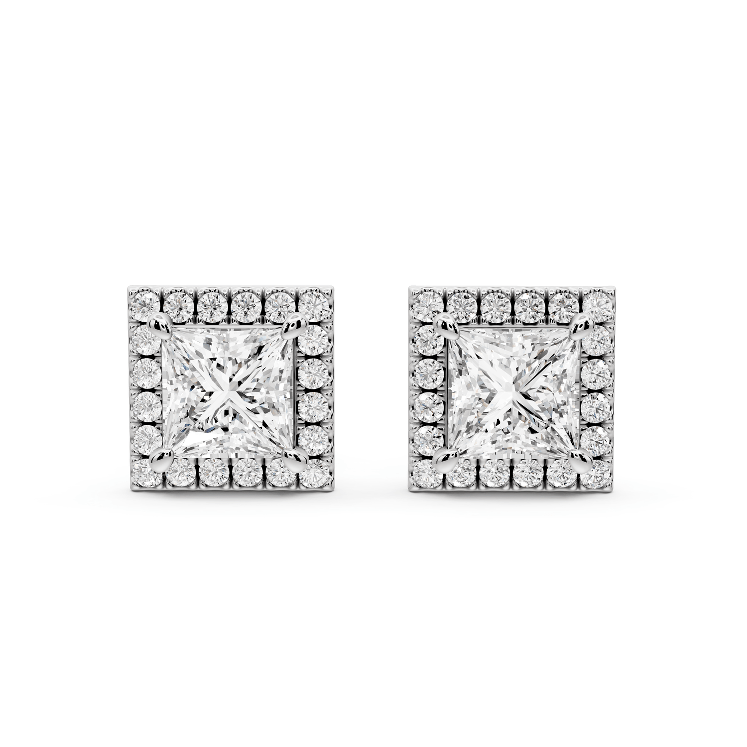 Solis - 2ct 14k white gold Princess - Cut Diamond Stud Earrings - Mr. Alex Jewelry