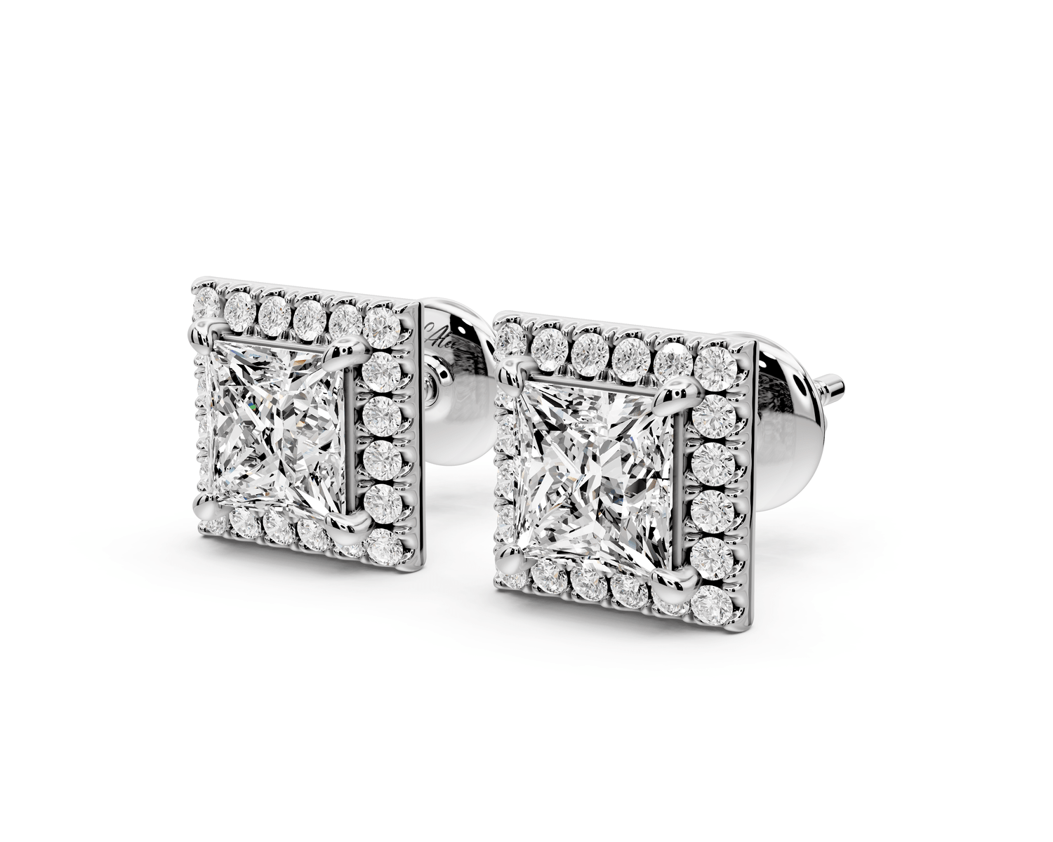 Solis - 2ct 14k white gold Princess - Cut Diamond Stud Earrings - Mr. Alex Jewelry