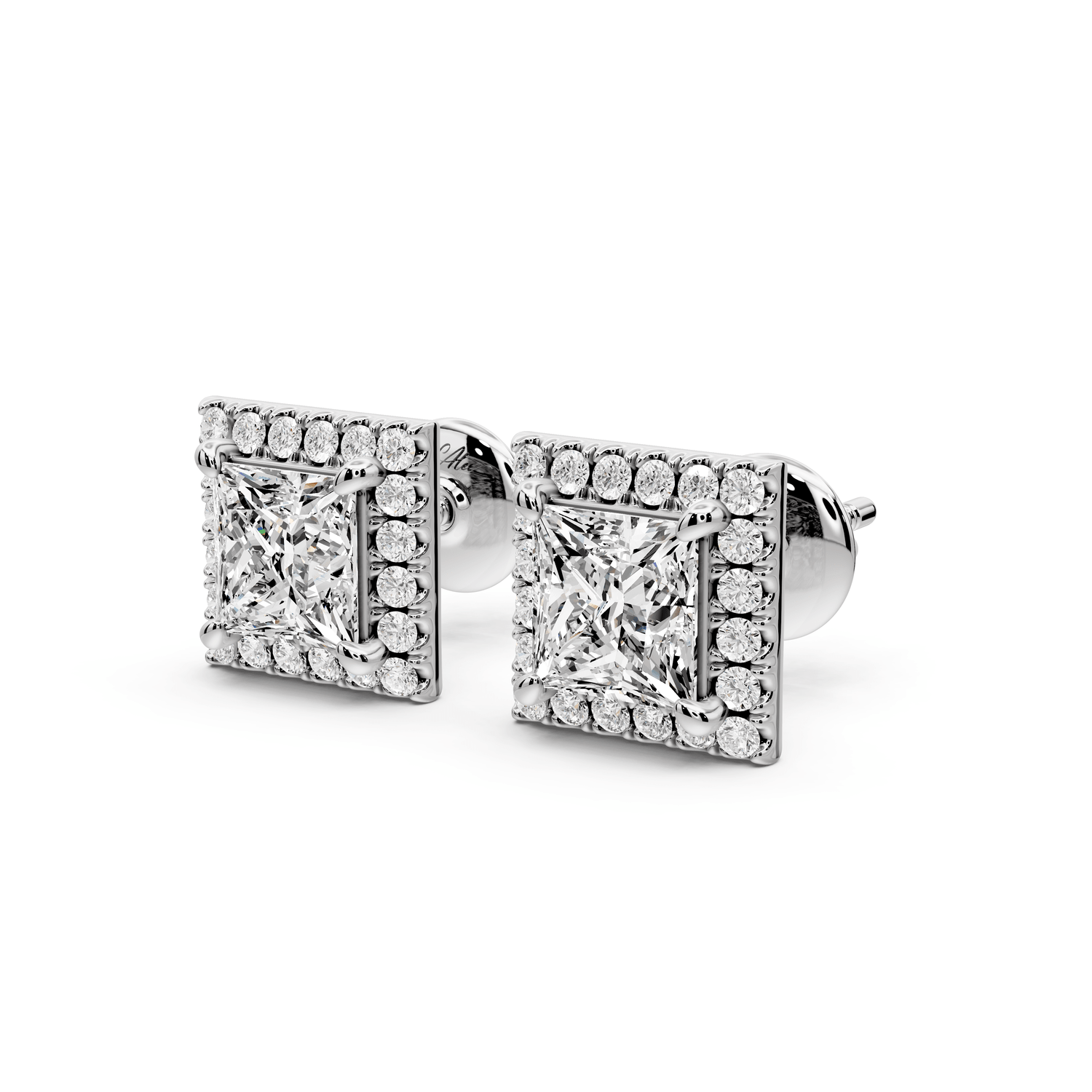 Solis - 2ct 14k white gold Princess - Cut Diamond Stud Earrings - Mr. Alex Jewelry