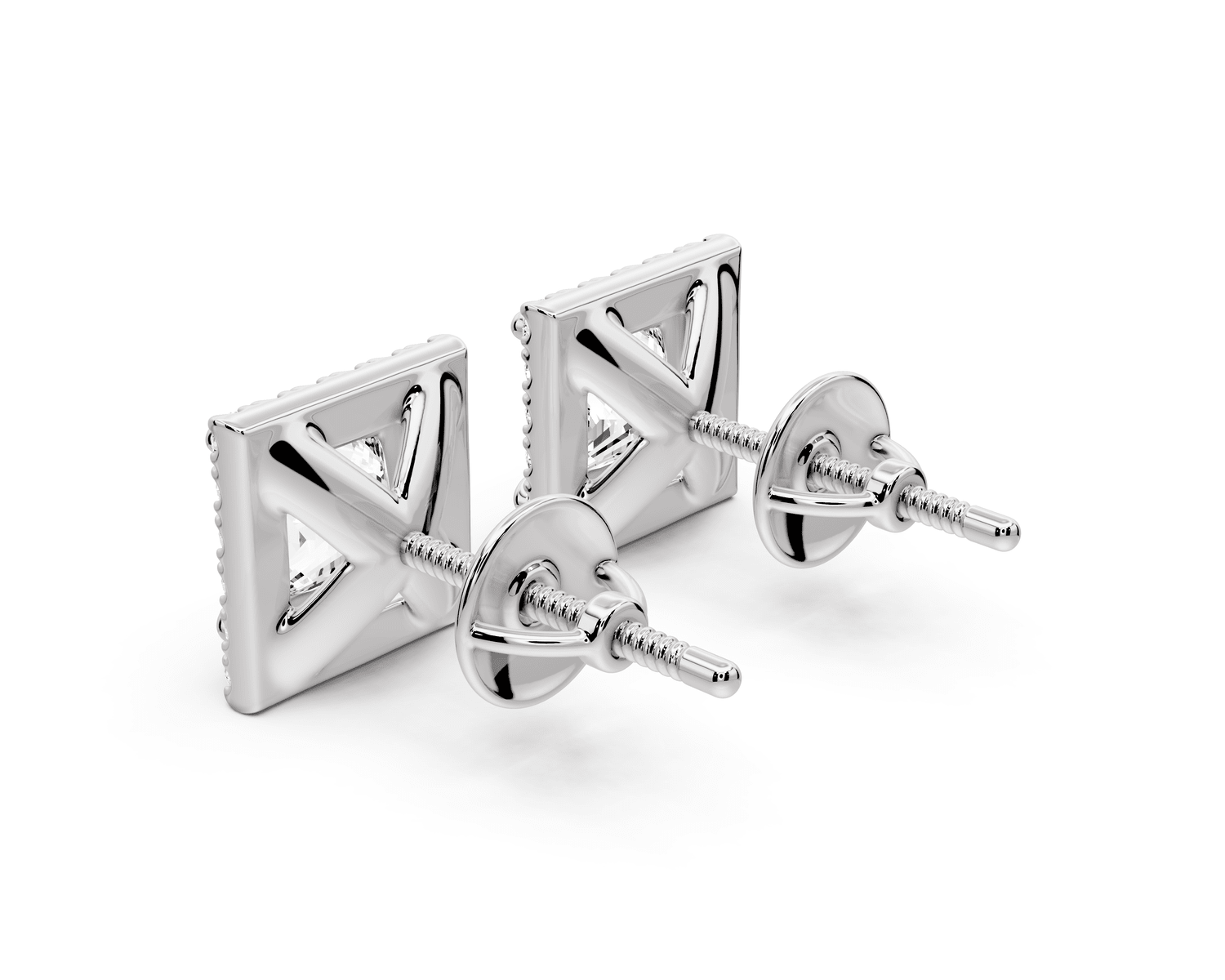 Solis - 2ct 14k white gold Princess - Cut Diamond Stud Earrings - Mr. Alex Jewelry