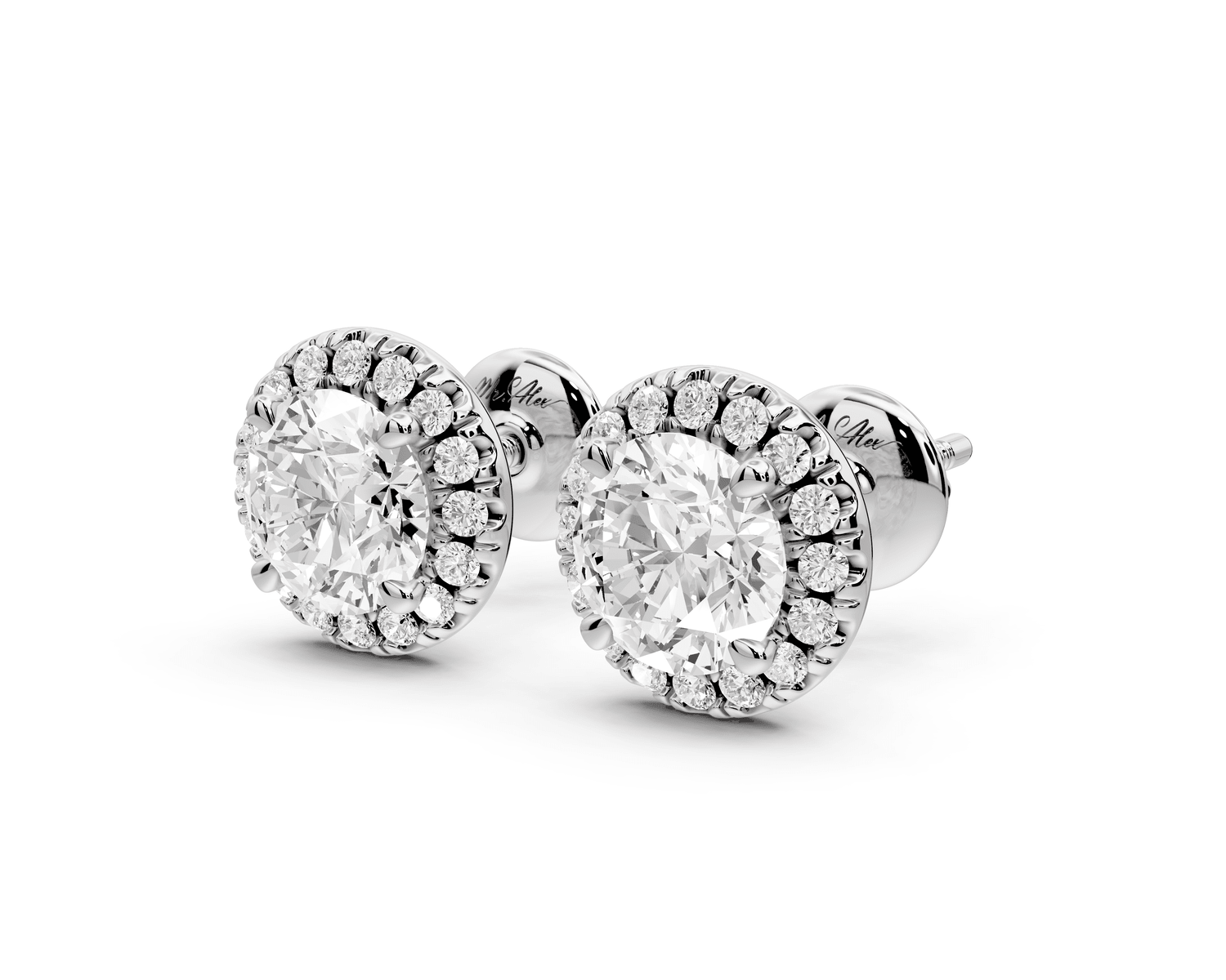 Solis - 2ct 14k white gold Round - Cut Diamond Stud Earrings - Mr. Alex Jewelry