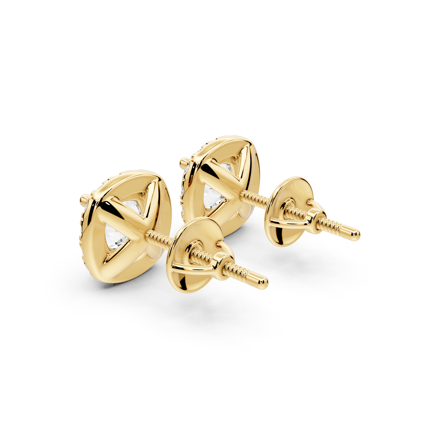 Solis - 2ct 14k yellow gold Cushion - Cut Diamond Stud Earrings - Mr. Alex Jewelry