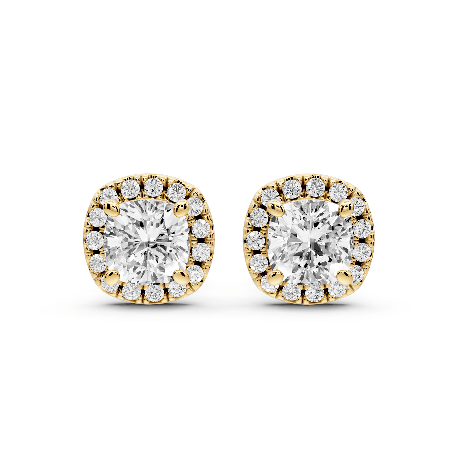Solis - 2ct 14k yellow gold Cushion - Cut Diamond Stud Earrings - Mr. Alex Jewelry