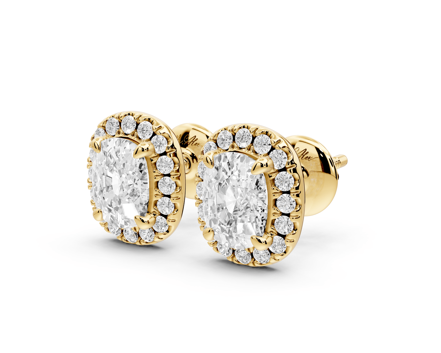 Solis - 2ct 14k yellow gold Elgcushion - Cut Diamond Stud Earrings - Mr. Alex Jewelry