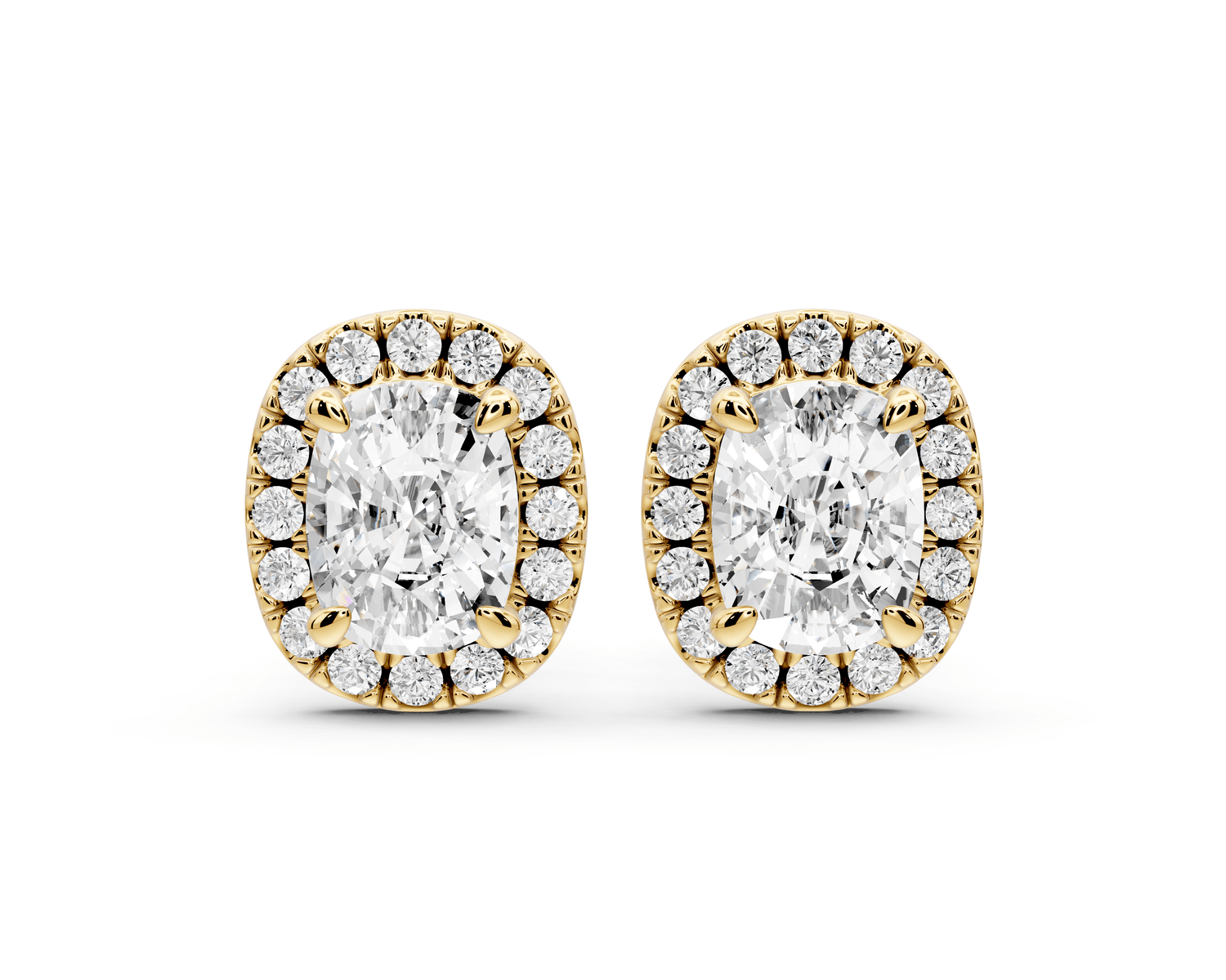 Solis - 2ct 14k yellow gold Elgcushion - Cut Diamond Stud Earrings - Mr. Alex Jewelry
