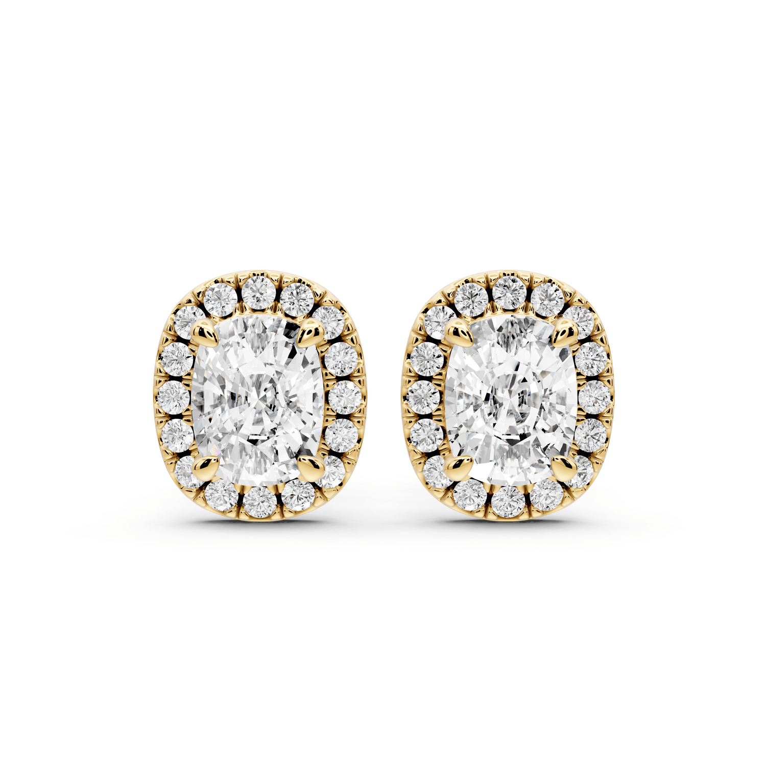 Solis - 2ct 14k yellow gold Elgcushion - Cut Diamond Stud Earrings - Mr. Alex Jewelry