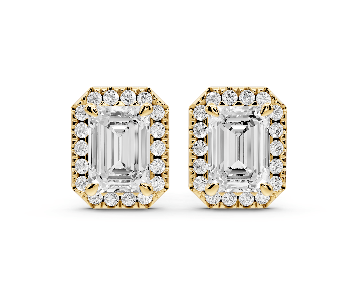 Solis - 2ct 14k yellow gold Emerald - Cut Diamond Stud Earrings - Mr. Alex Jewelry