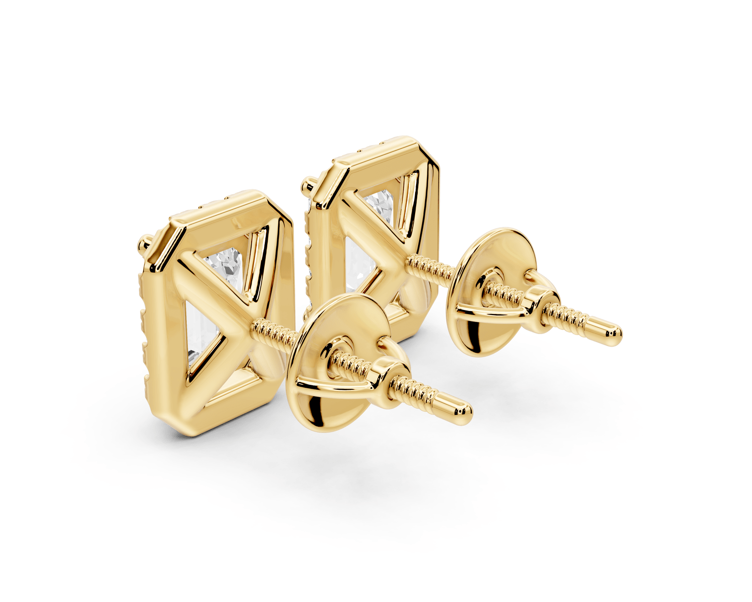 Solis - 2ct 14k yellow gold Emerald - Cut Diamond Stud Earrings - Mr. Alex Jewelry