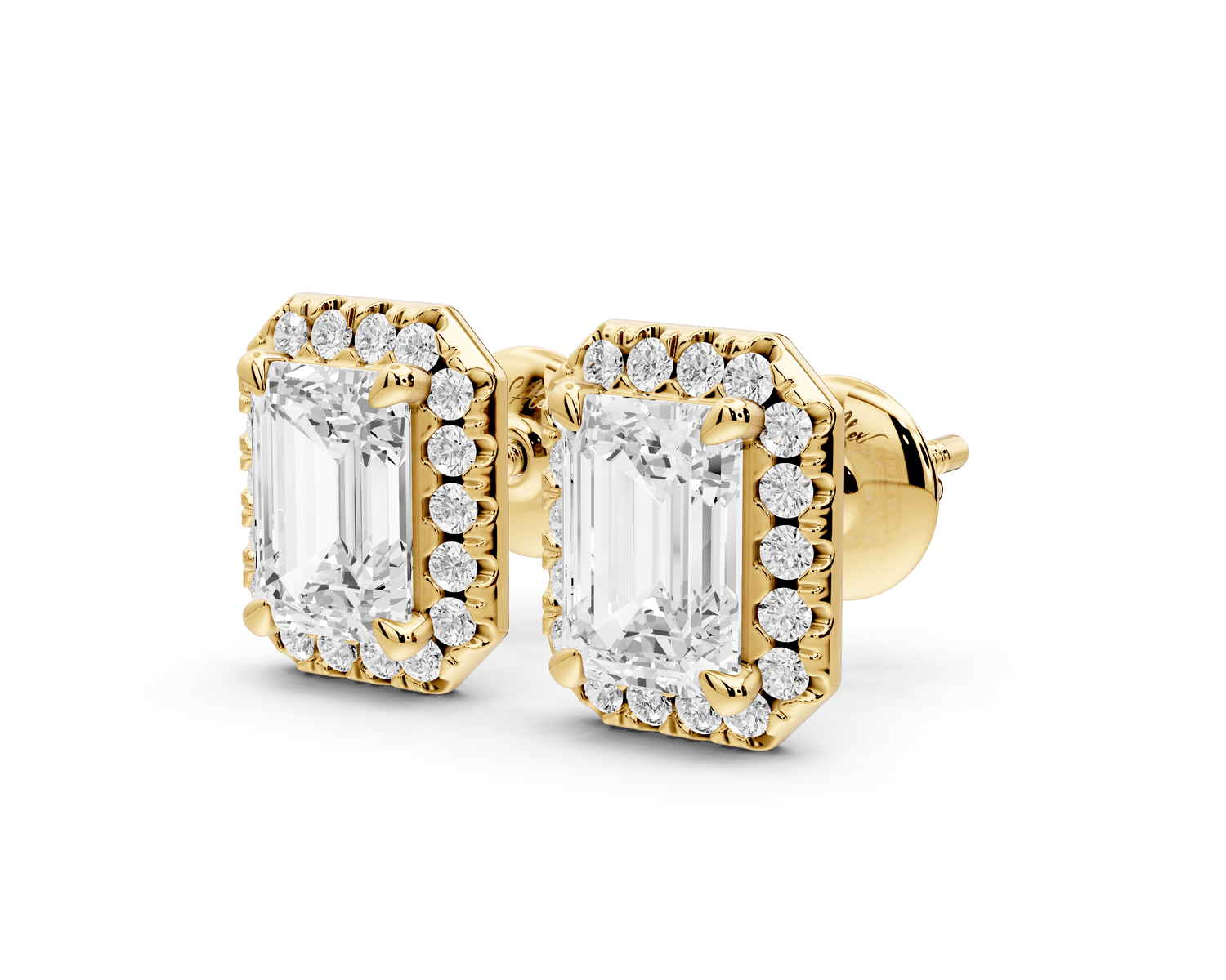 Solis - 2ct 14k yellow gold Emerald - Cut Diamond Stud Earrings - Mr. Alex Jewelry