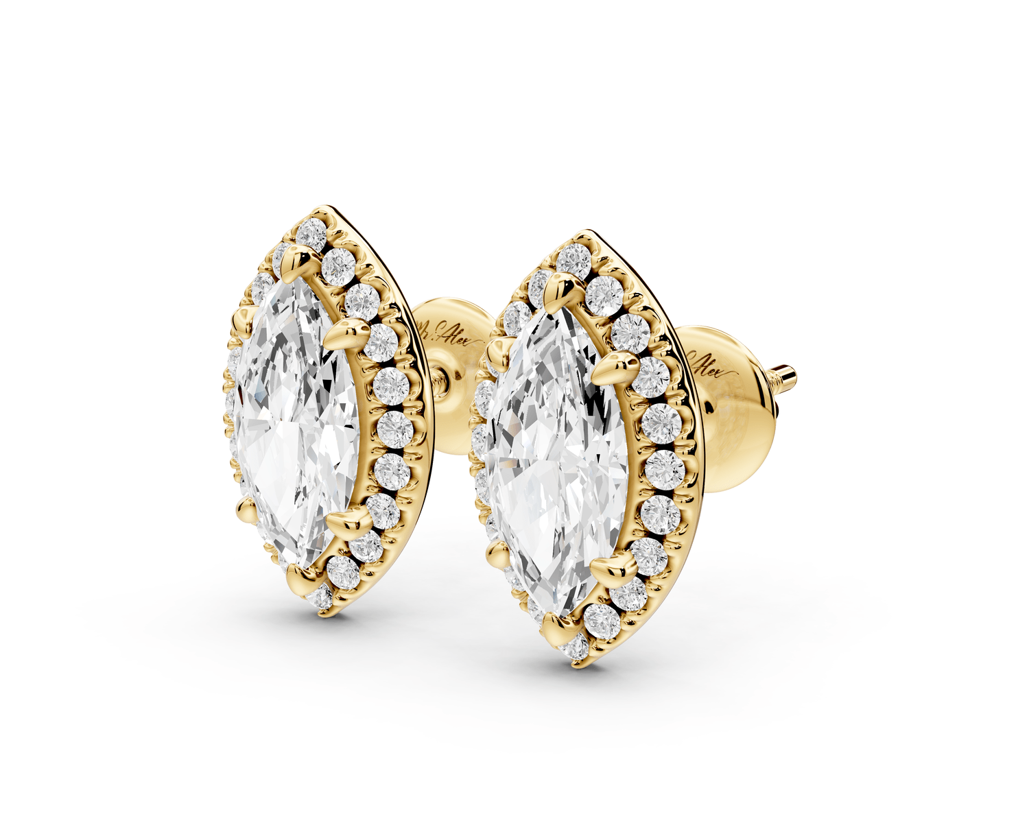 Solis - 2ct 14k yellow gold Marquise - Cut Diamond Stud Earrings - Mr. Alex Jewelry